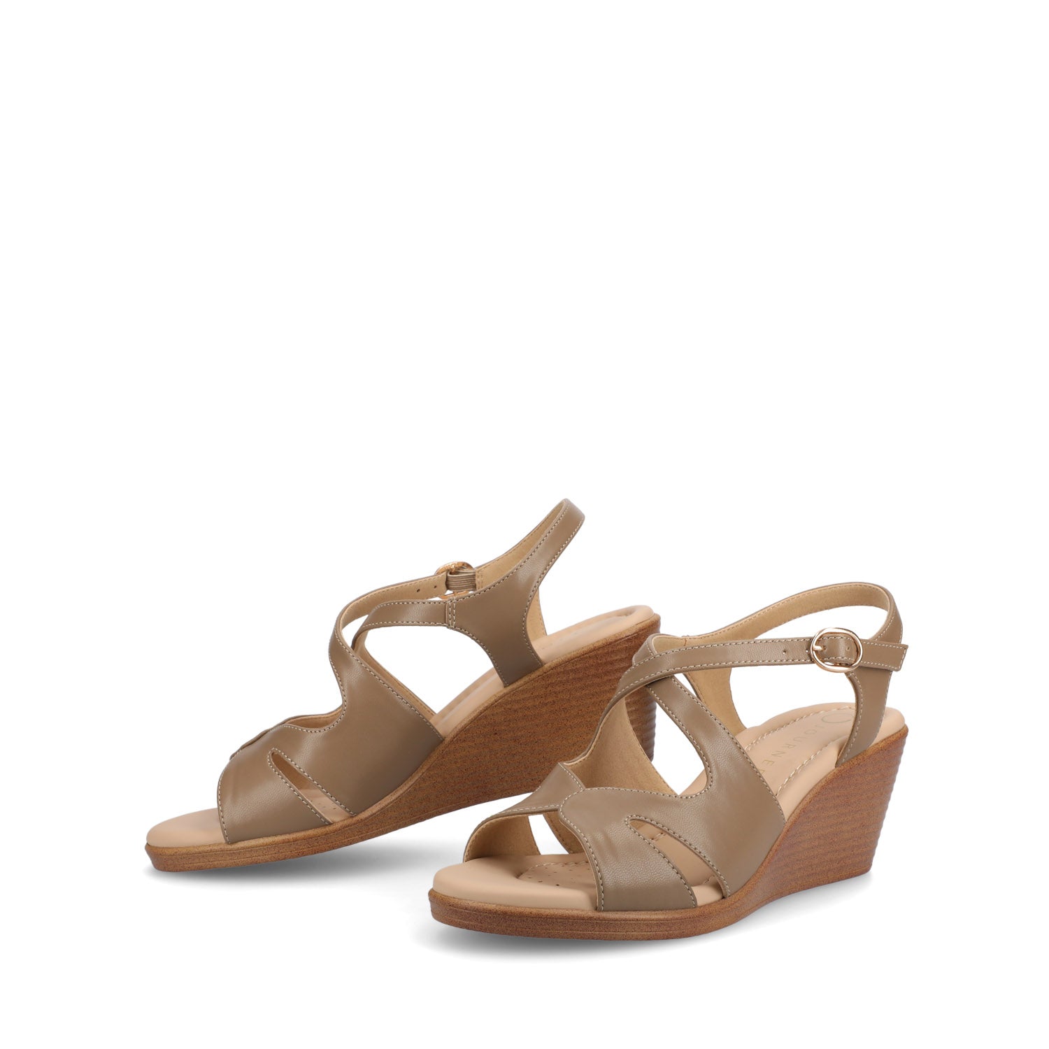 KEDZIEII ANKLE STRAP WEDGE SANDALS - Taupe