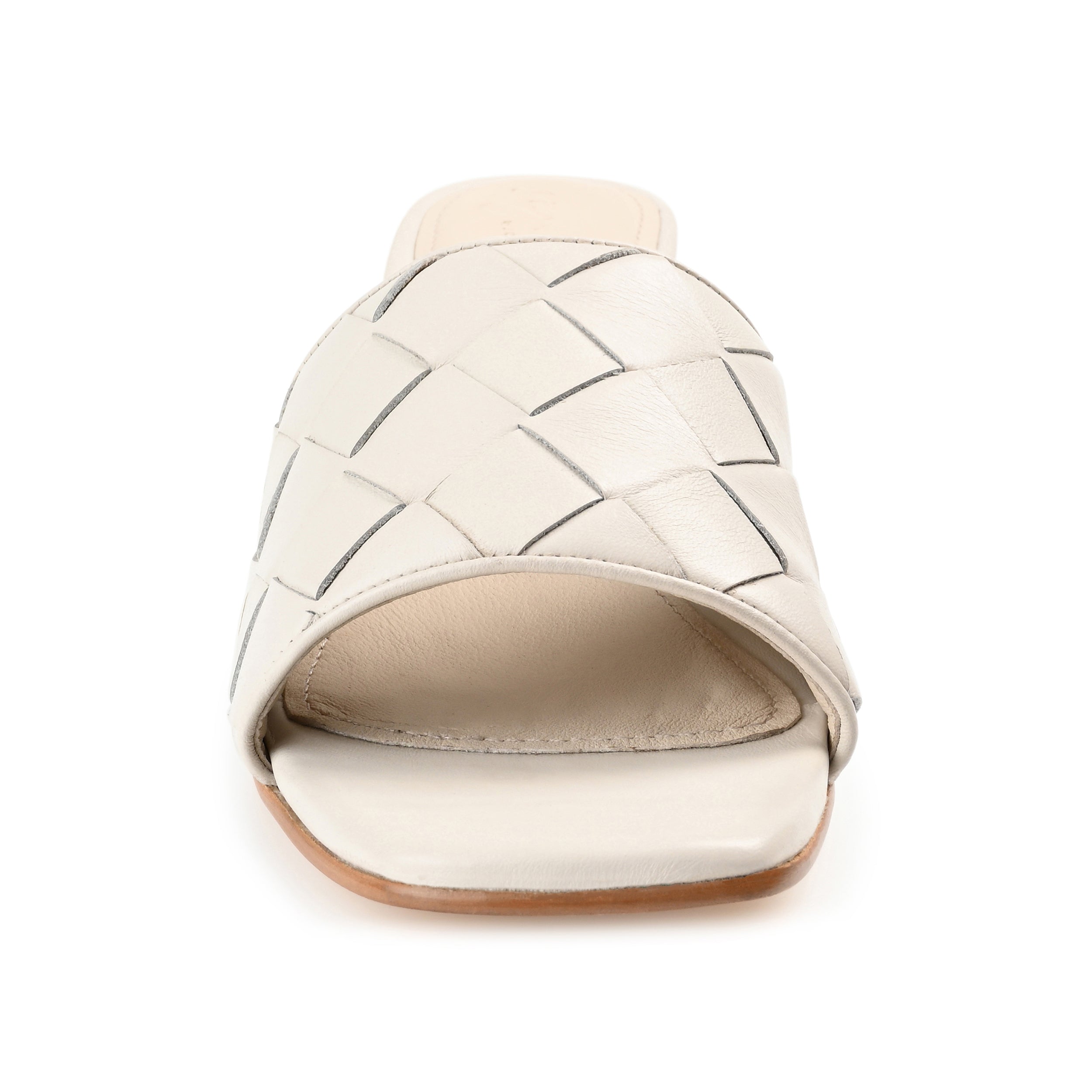 KELLEE BLOCK HEELED MULES IN LEATHER - Off White