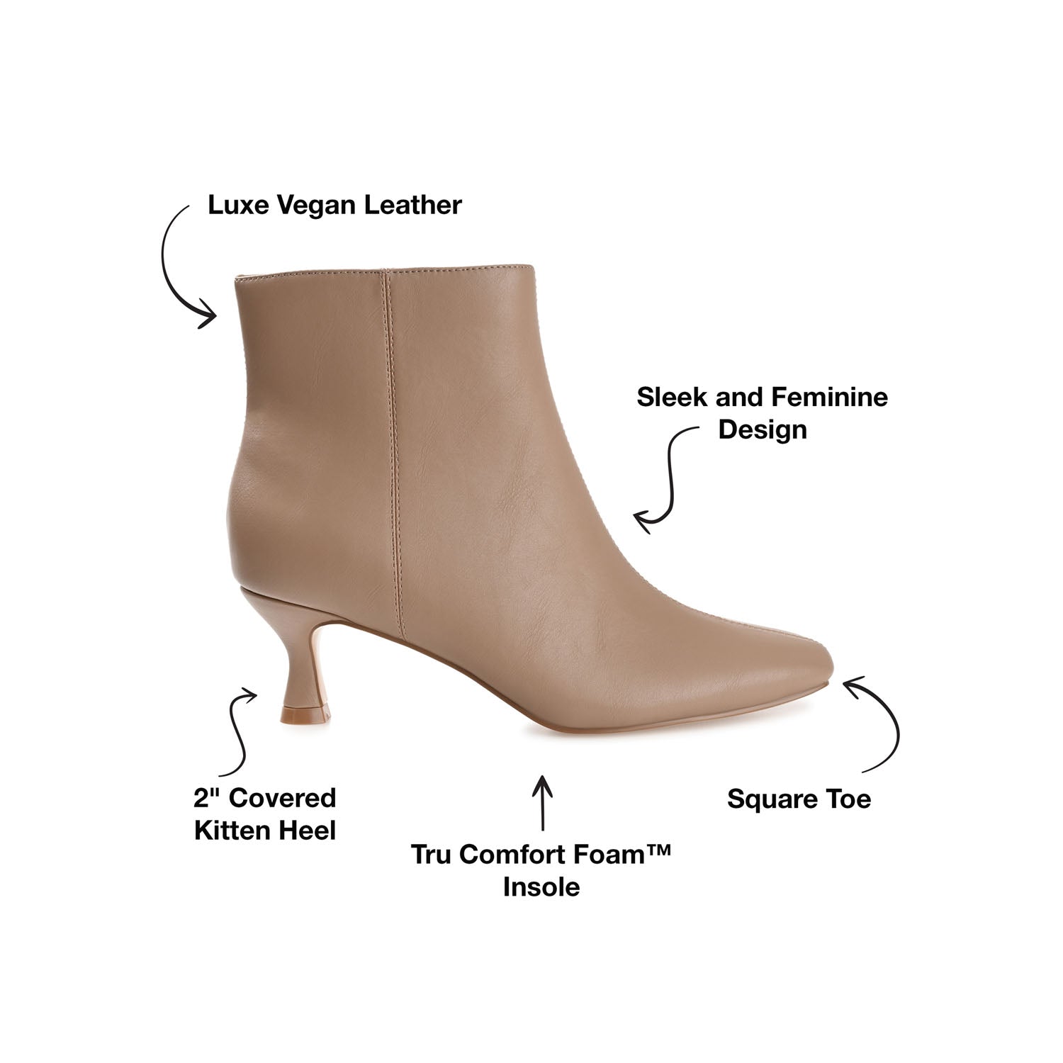 KELSSA POINTED TOE BOOTIES IN VEGAN LEATHER - Taupe