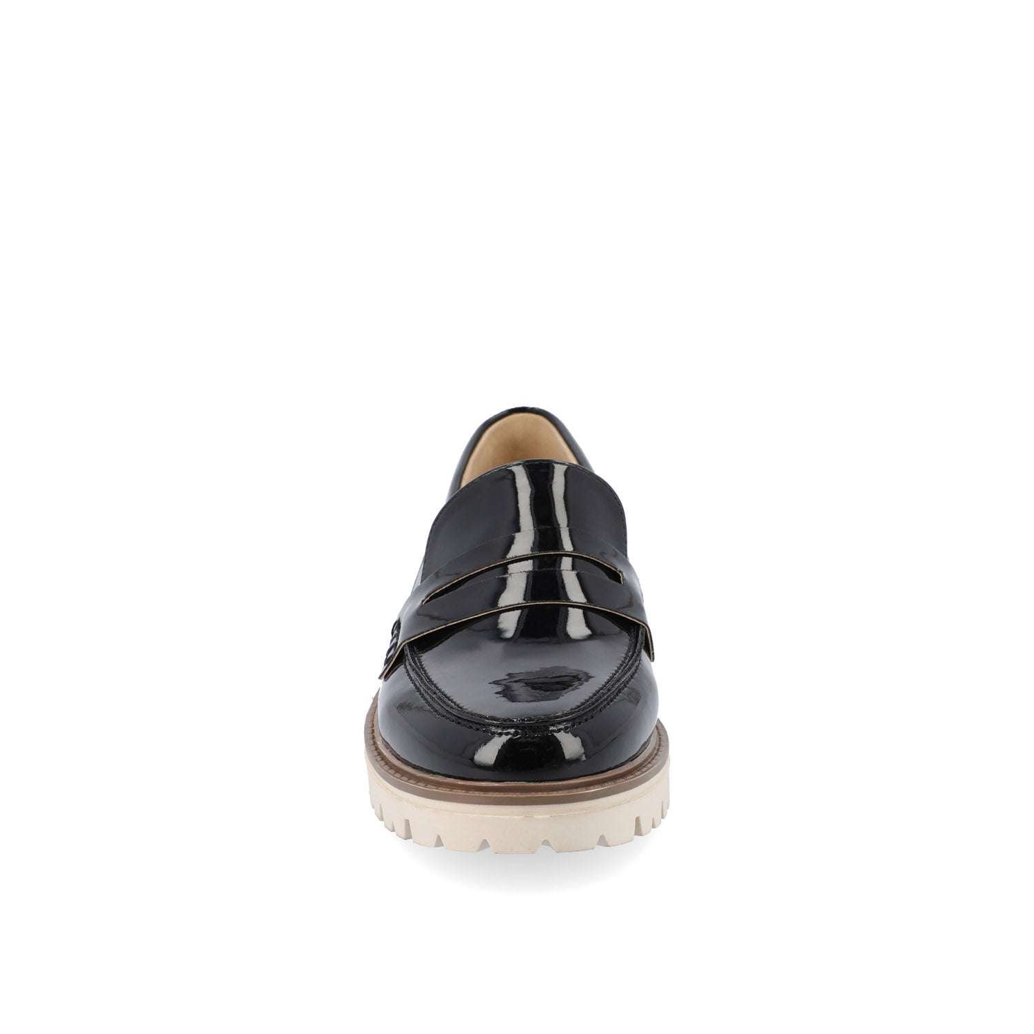 KENLY VEGAN LEATHER LOAFER FLATS IN WIDE - Black Patent