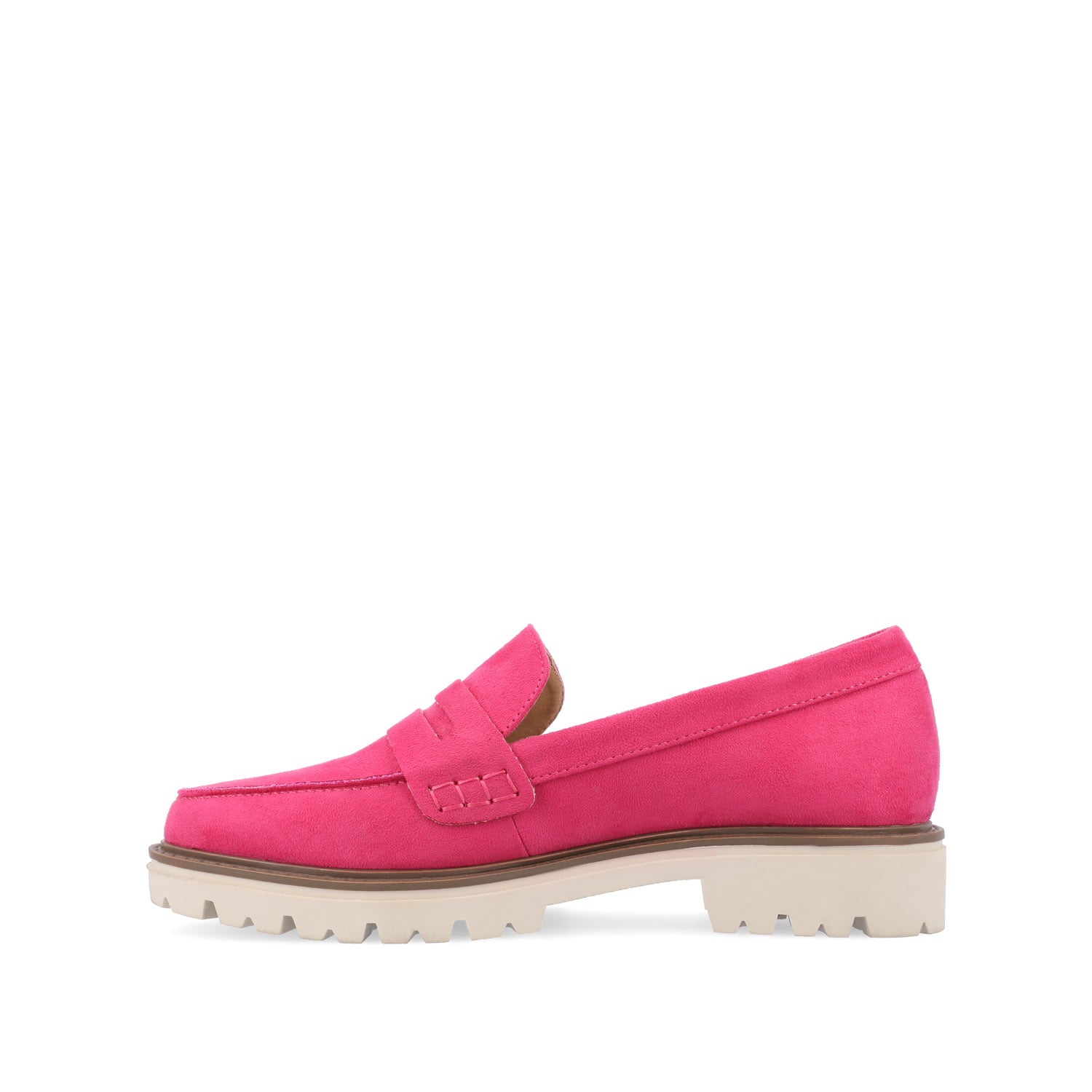 KENLY FAUX SUEDE LOAFER FLATS IN WIDE - Pink Faux Suede
