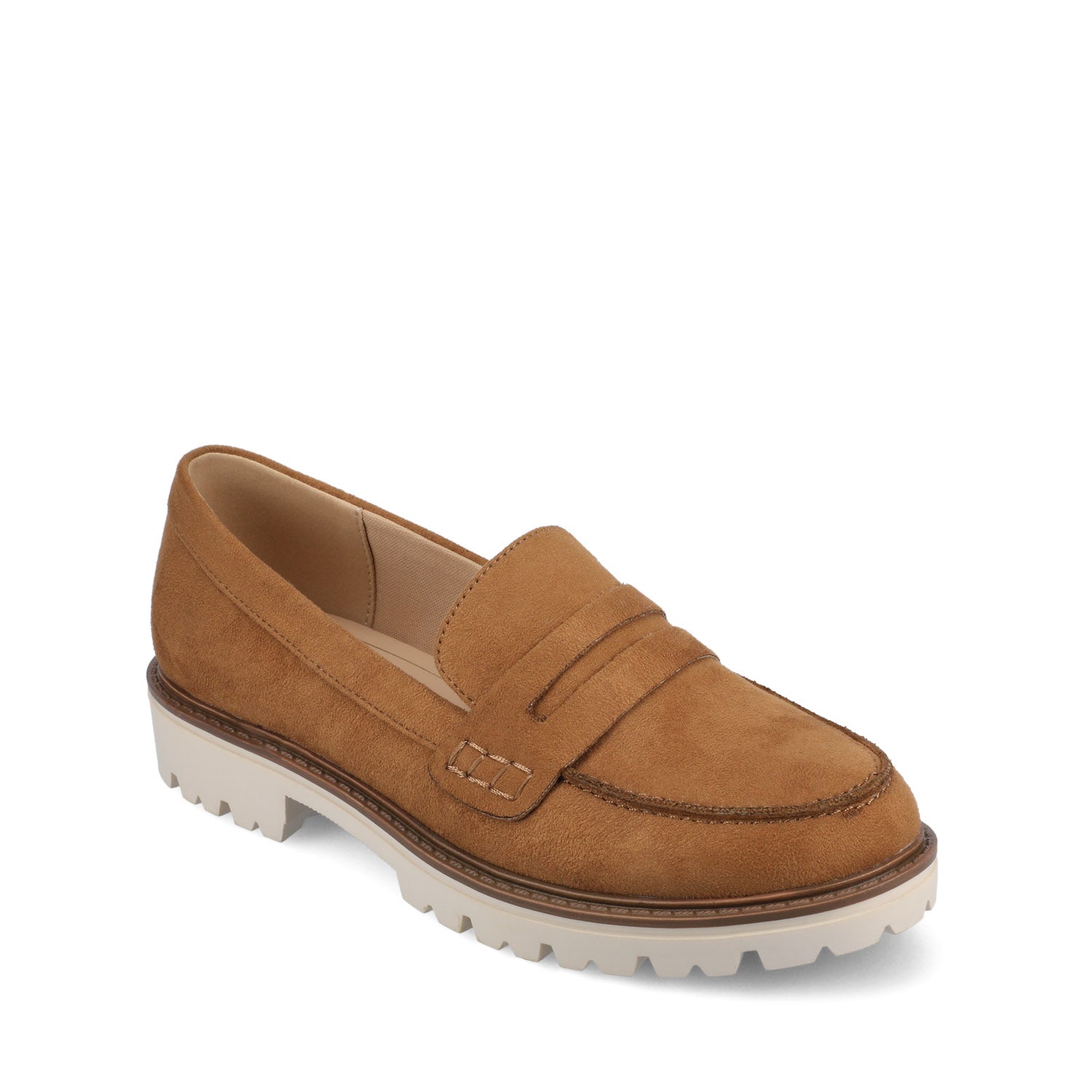KENLY LOAFER FLATS IN FAUX SUEDE - Tan Faux Suede