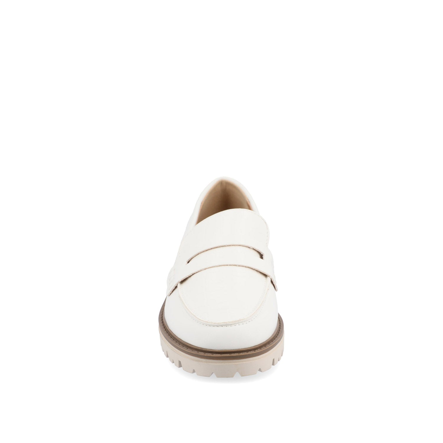 KENLY VEGAN LEATHER LOAFER FLATS IN WIDE - White PU