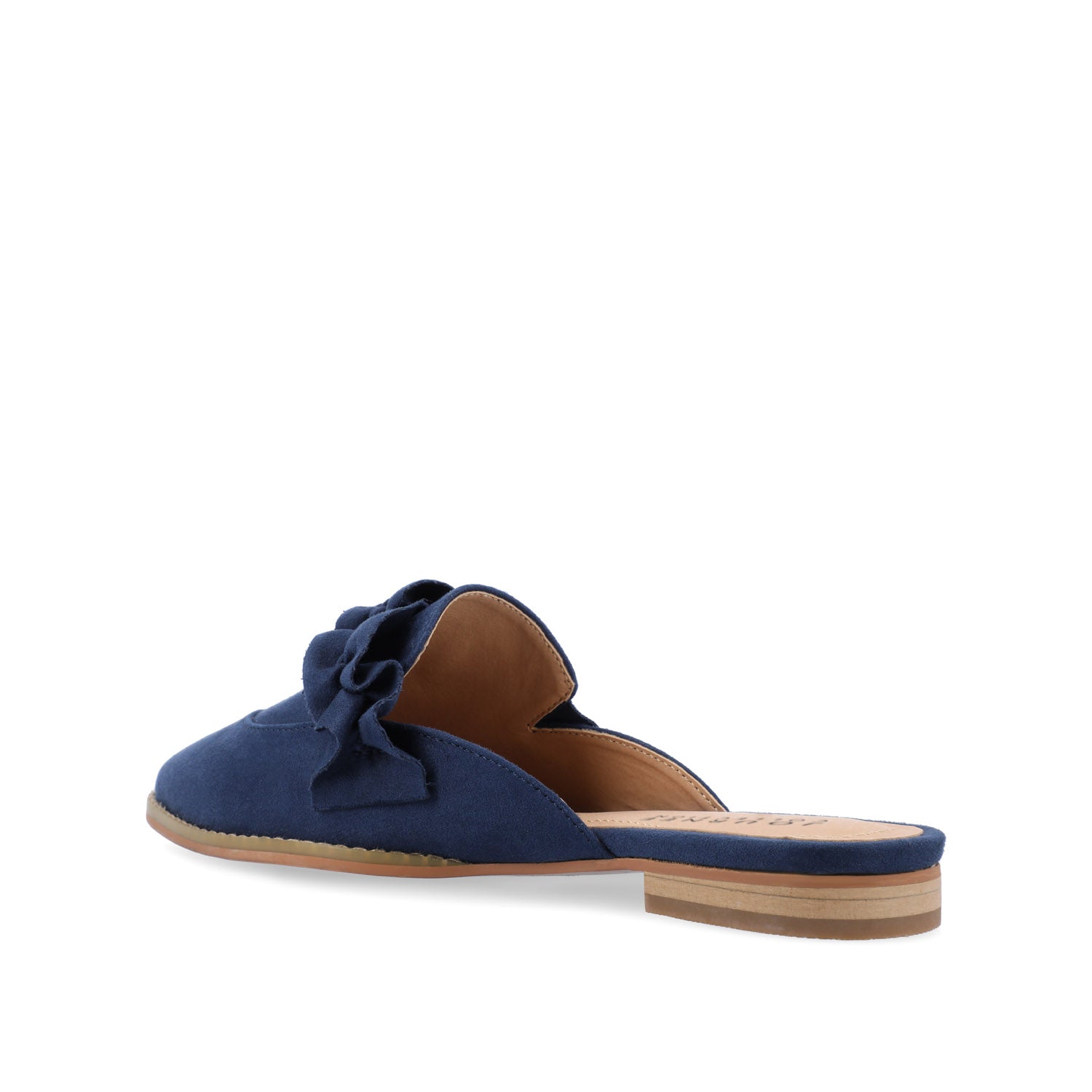 KESSIE RUFFLED MULE FLATS IN FAUX SUEDE - Blue