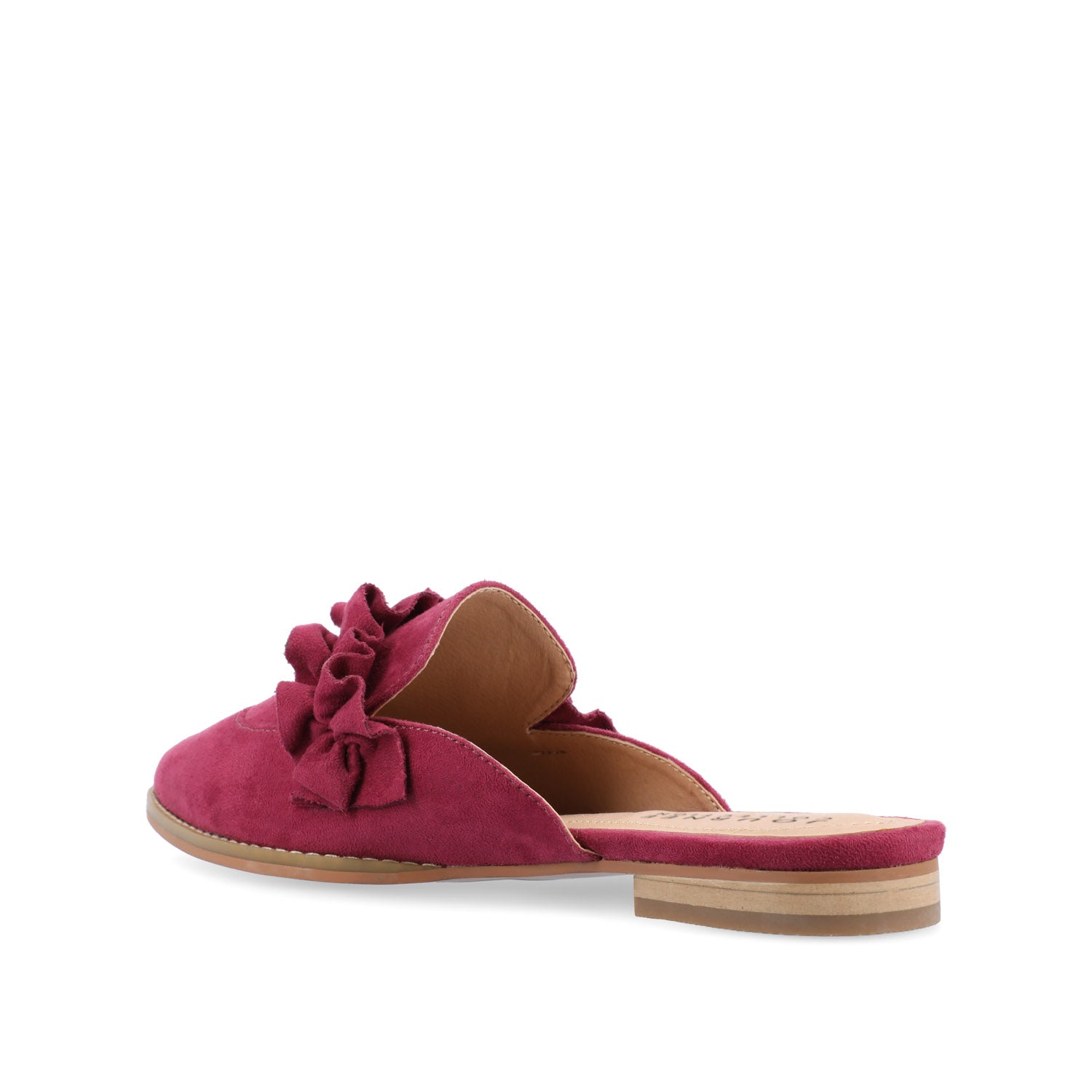 KESSIE RUFFLED MULE FLATS IN FAUX SUEDE - Purple