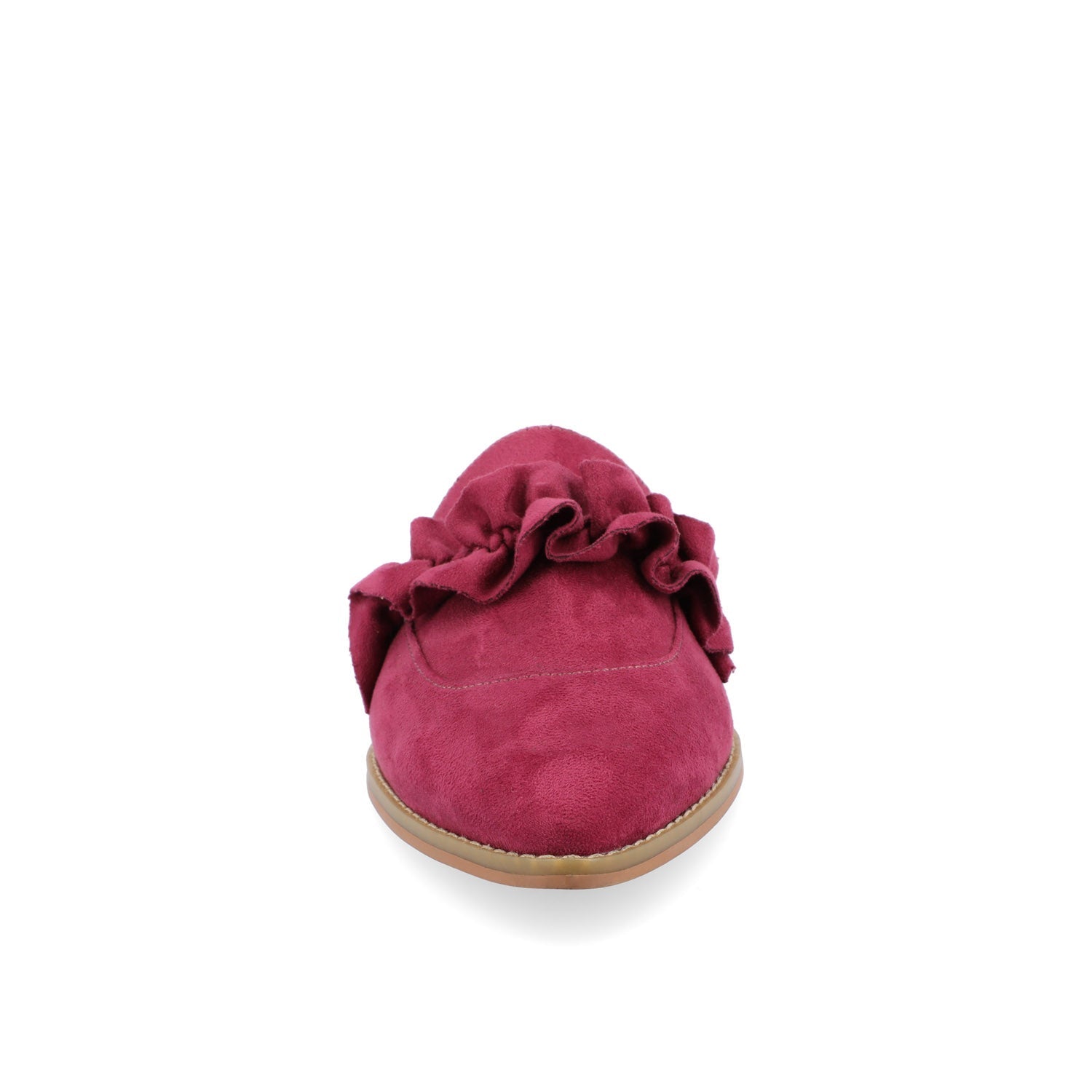 KESSIE RUFFLED MULE FLATS IN FAUX SUEDE - Purple