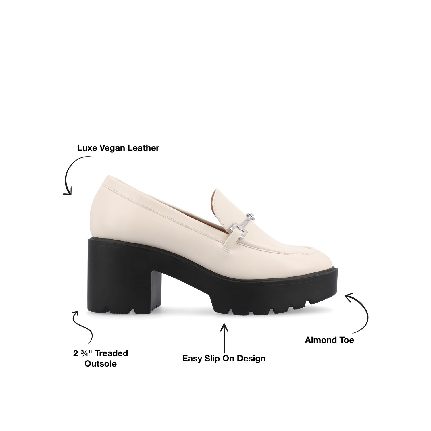 KEZZIAH LOAFER BLOCK HEELS IN VEGAN LEATHER