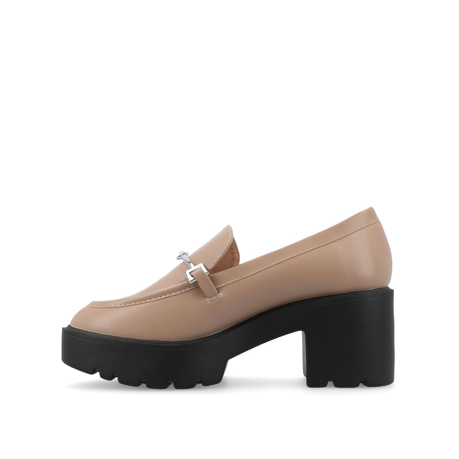 KEZZIAH BLOCK HEEL LOAFERS IN WIDE - Taupe