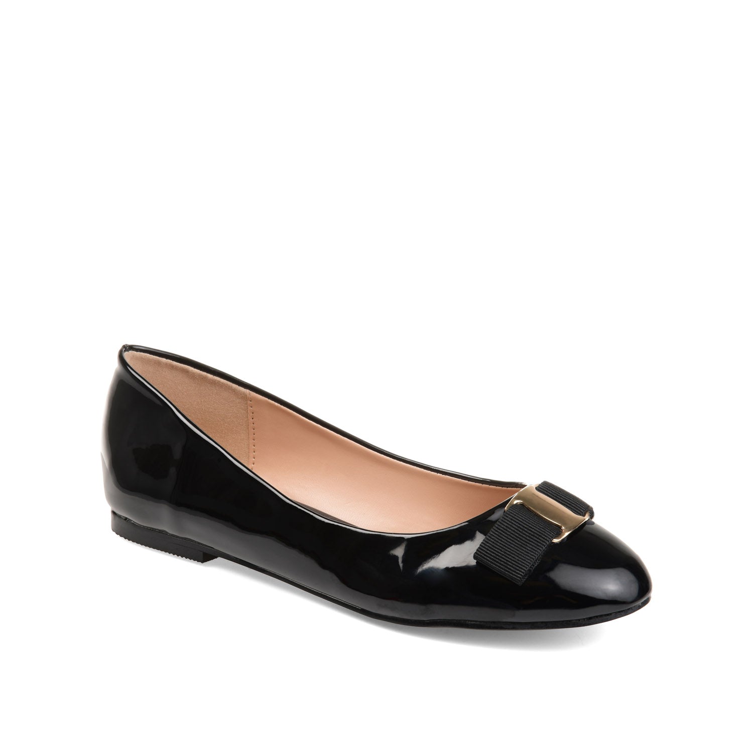 KIM ROUND TOE BALLET FLATS IN PATENT - Black