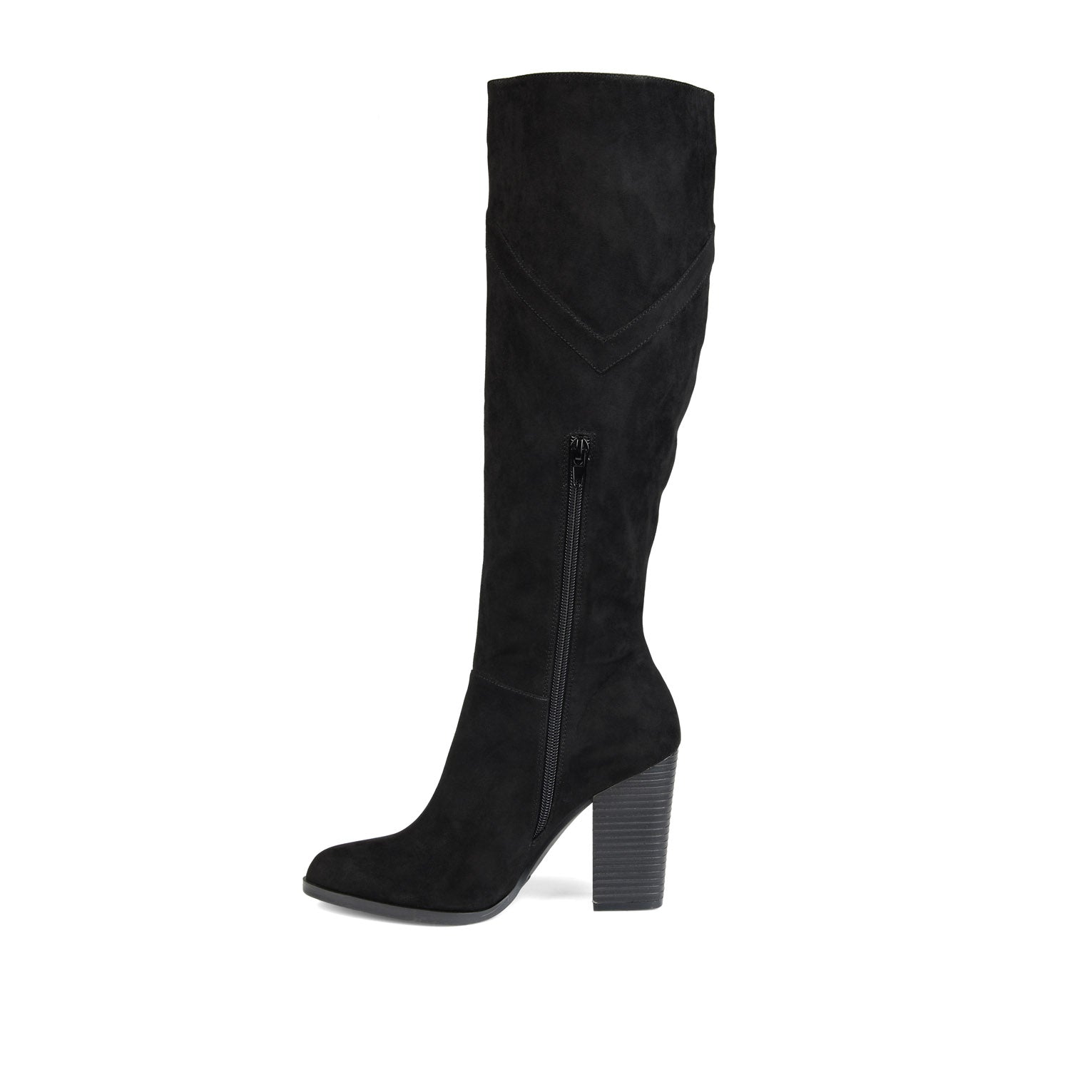 KYLLIE KNEE HIGH BOOTS IN FAUX SUEDE - Black Faux Suede