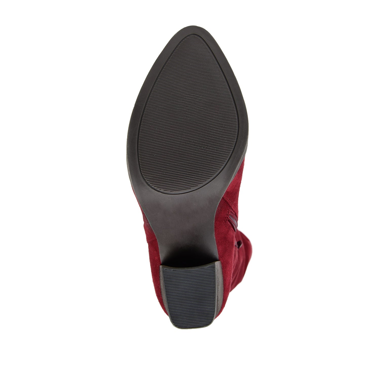 KYLLIE KNEE HIGH BOOTS IN FAUX SUEDE - Burgundy Faux Suede