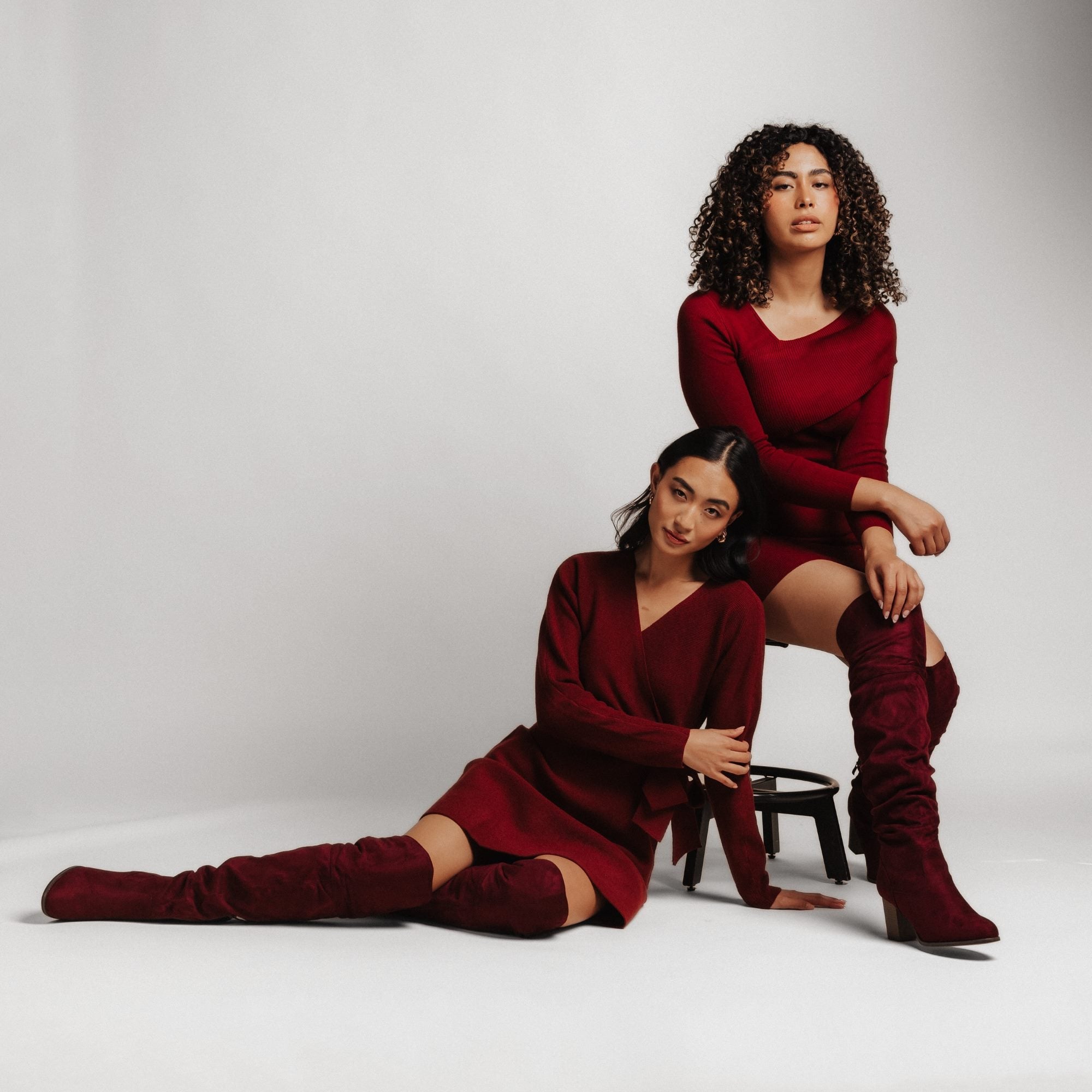 KAISON BOOTS IN WIDE WIDTH - Wine Faux Suede