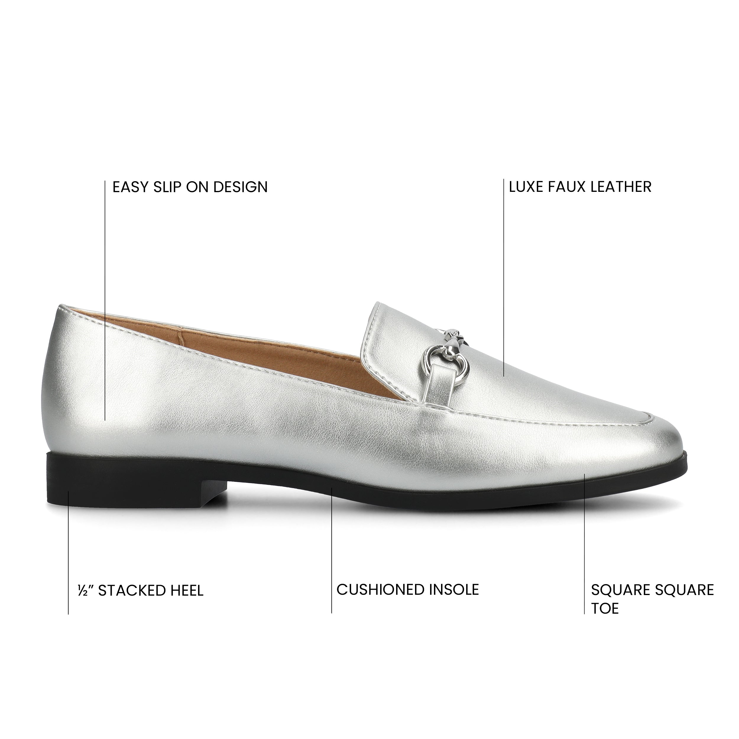 LACIE SLIP ON LOAFERS - Silver