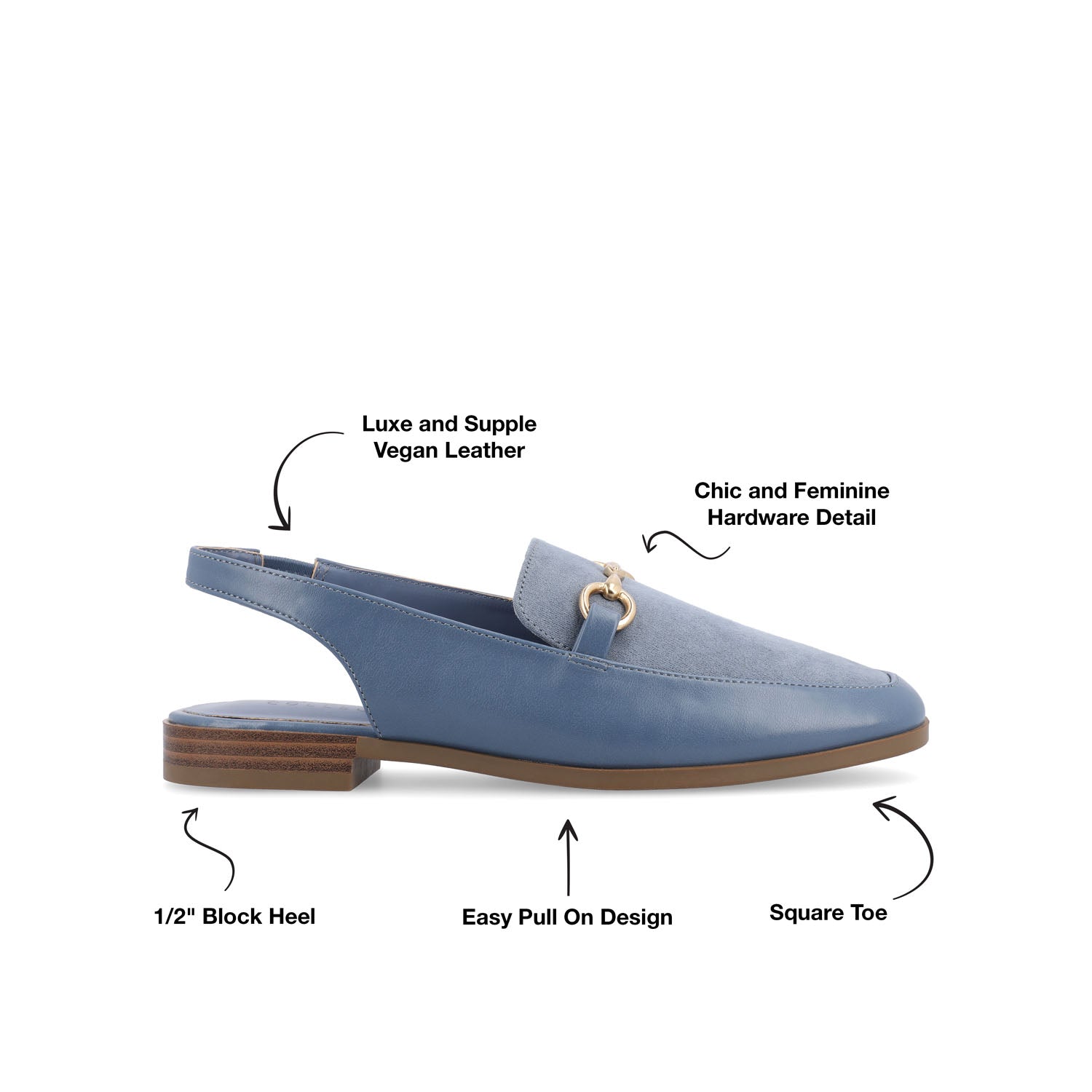 LAINEY LOAFER FLATS IN VEGAN LEATHER - Blue