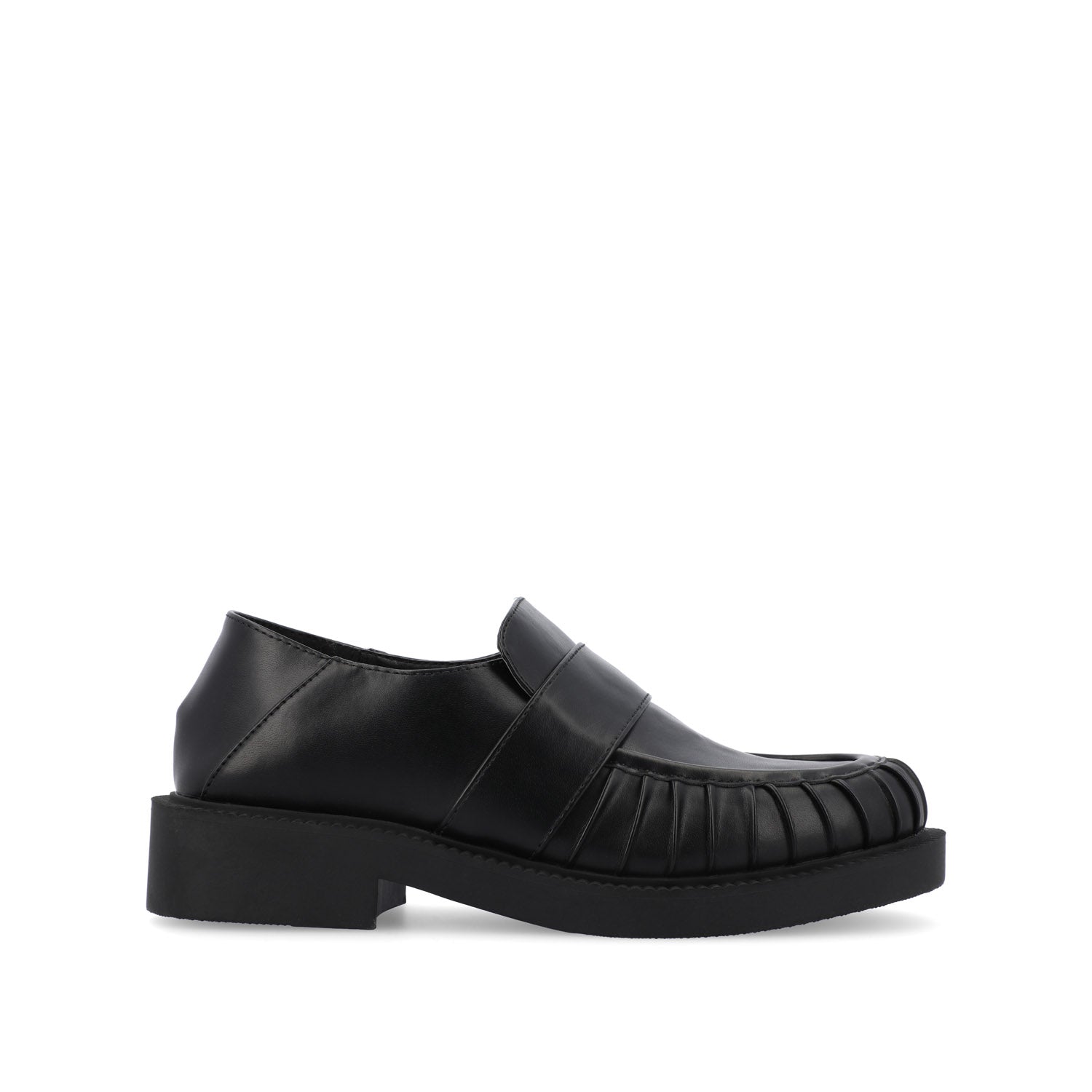 LAKENN RUCHED LOAFER FLAT IN VEGAN LEATHER - Black