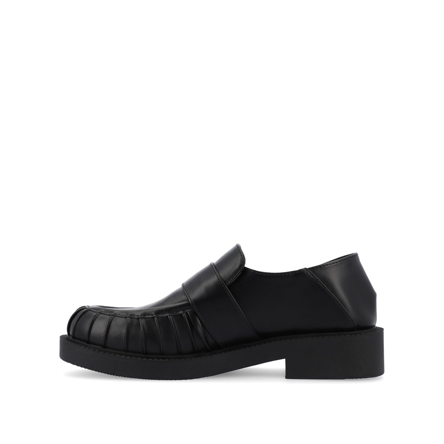 LAKENN RUCHED LOAFER FLAT IN VEGAN LEATHER - Black