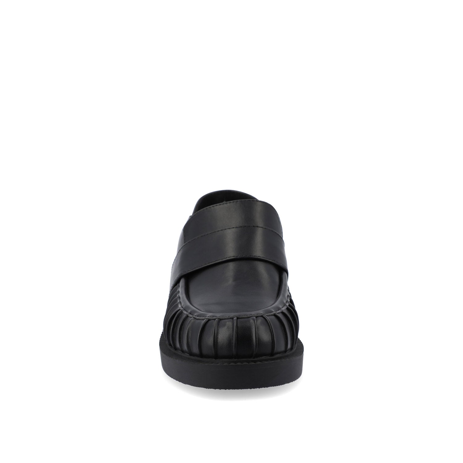 LAKENN RUCHED LOAFER FLAT IN VEGAN LEATHER - Black