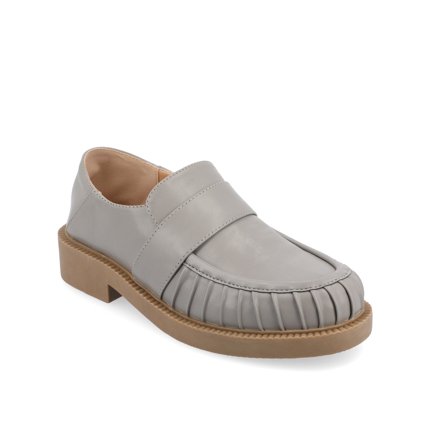 LAKENN RUCHED LOAFER FLAT IN VEGAN LEATHER - Grey