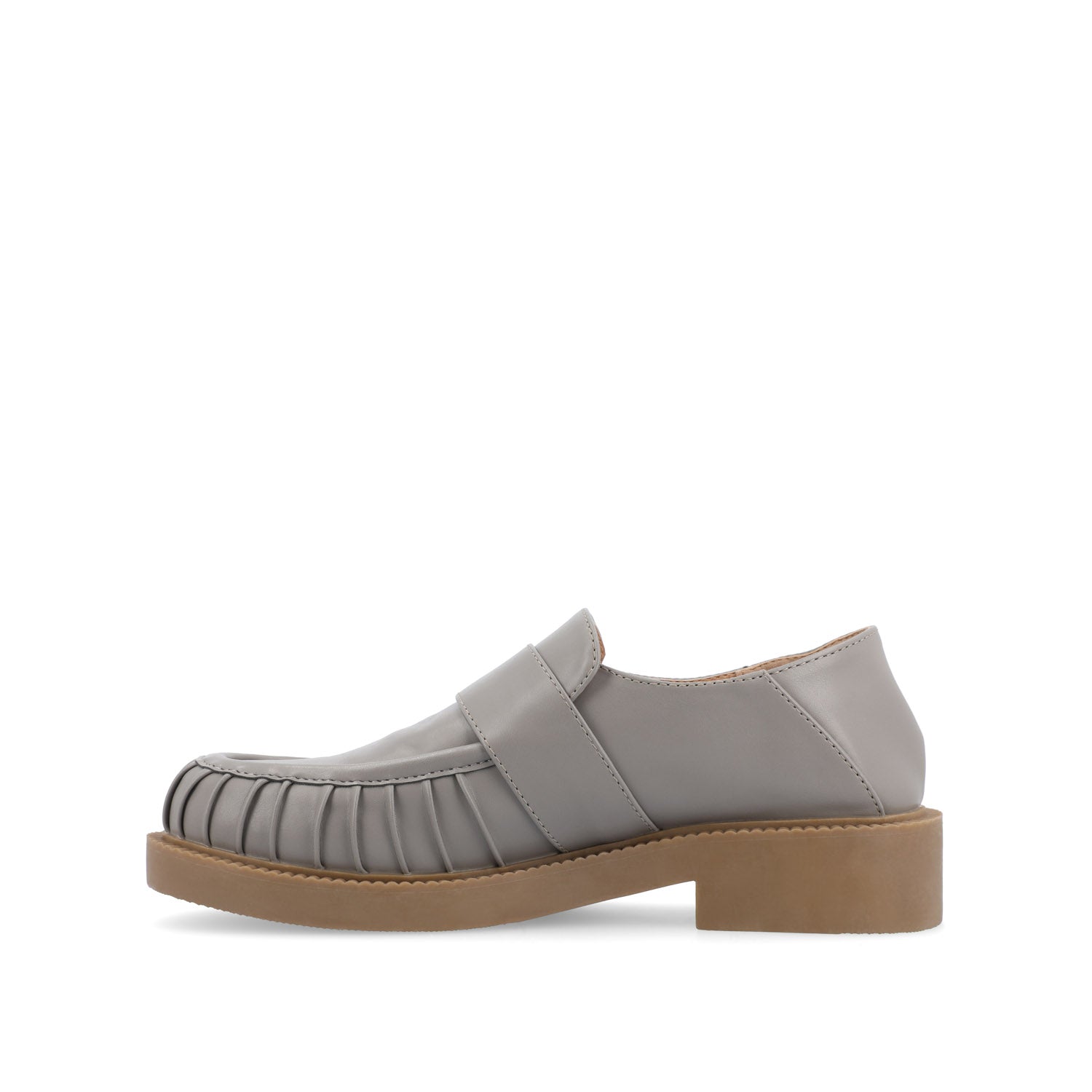 LAKENN RUCHED LOAFER FLAT IN VEGAN LEATHER - Grey