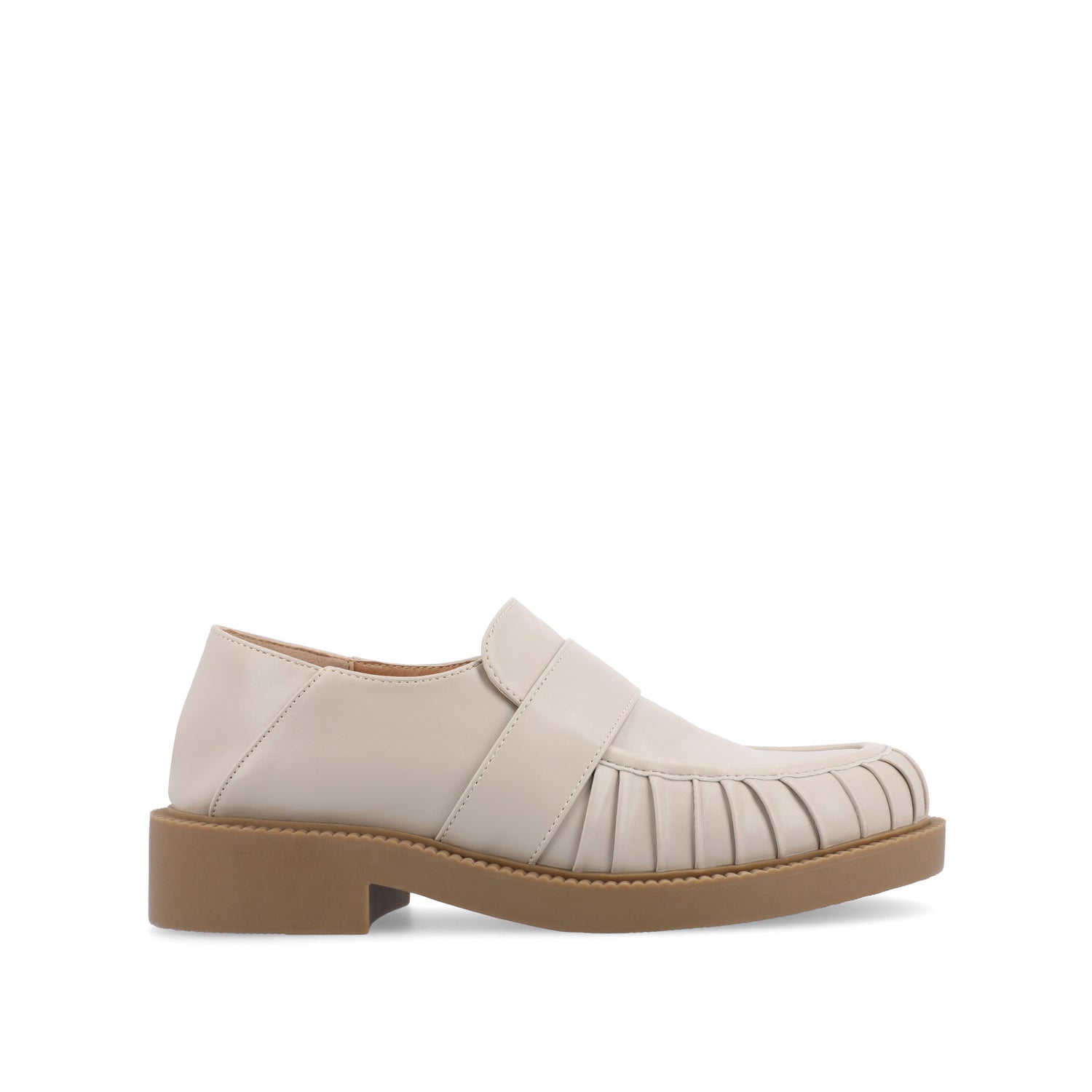 LAKENN RUCHED LOAFER FLAT IN VEGAN LEATHER - Stone