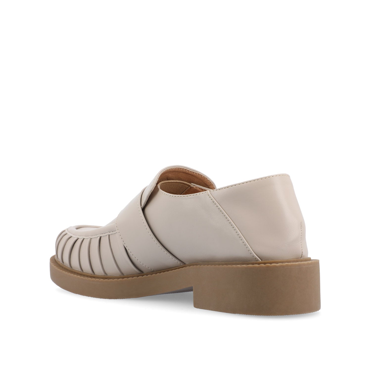 LAKENN RUCHED LOAFER FLAT IN VEGAN LEATHER - Stone