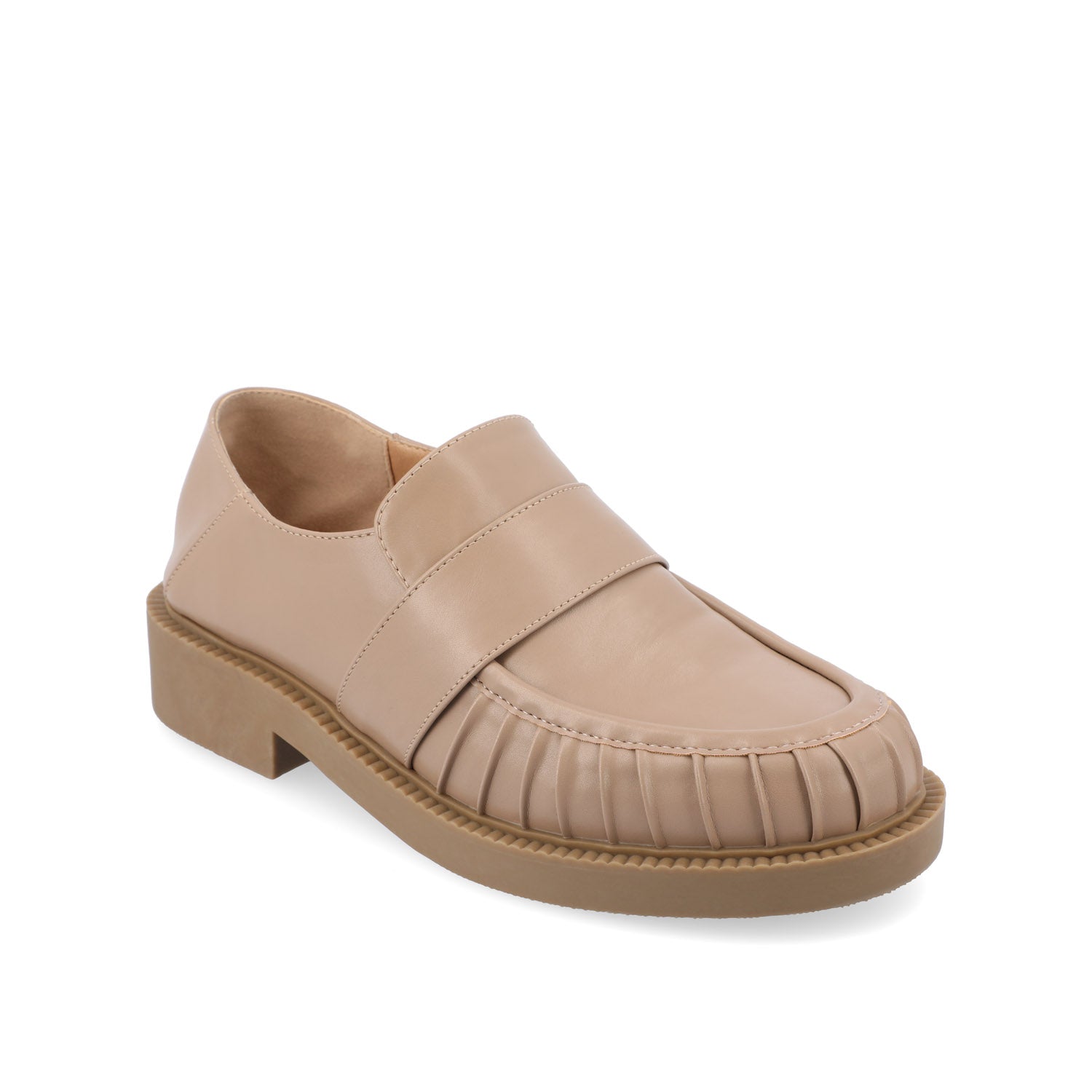 LAKENN RUCHED LOAFER FLAT IN VEGAN LEATHER - Taupe