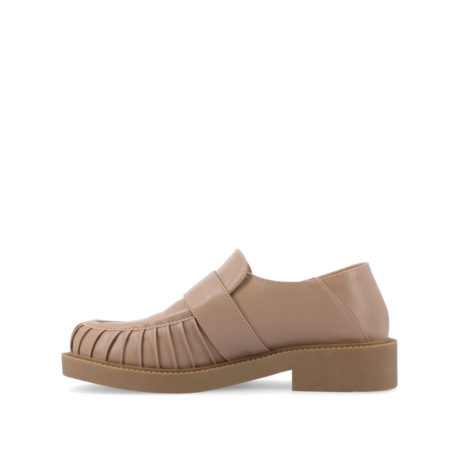 LAKENN RUCHED LOAFER FLAT IN VEGAN LEATHER - Taupe