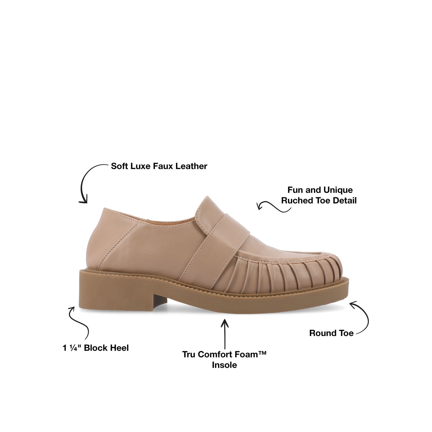 LAKENN RUCHED LOAFER FLAT IN VEGAN LEATHER
