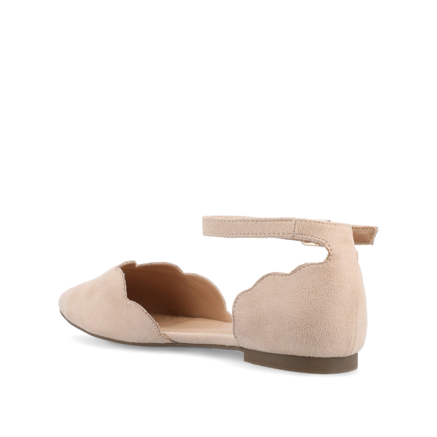 LANA SCALLOPED D'ORSAY FLAT IN FAUX SUEDE - Nude