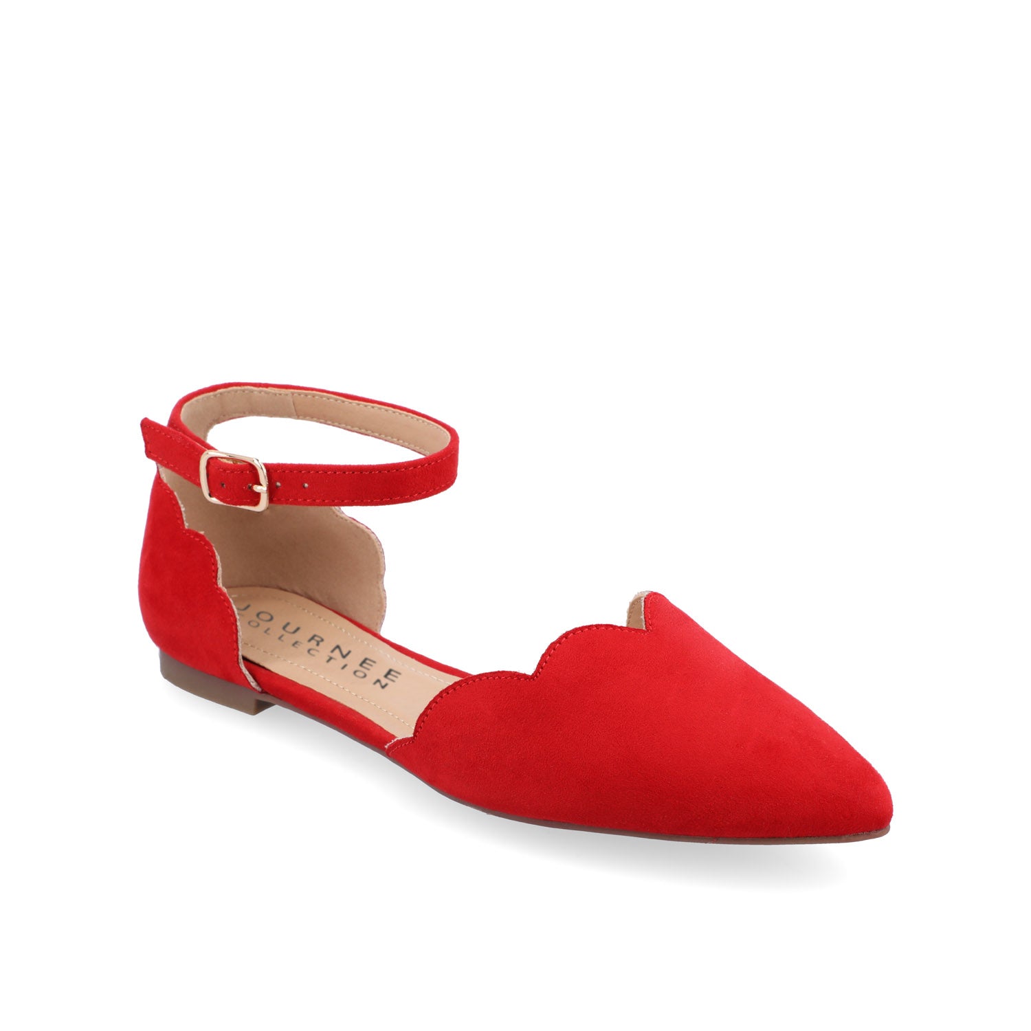 LANA SCALLOPED D'ORSAY FLATS IN WIDE - Red