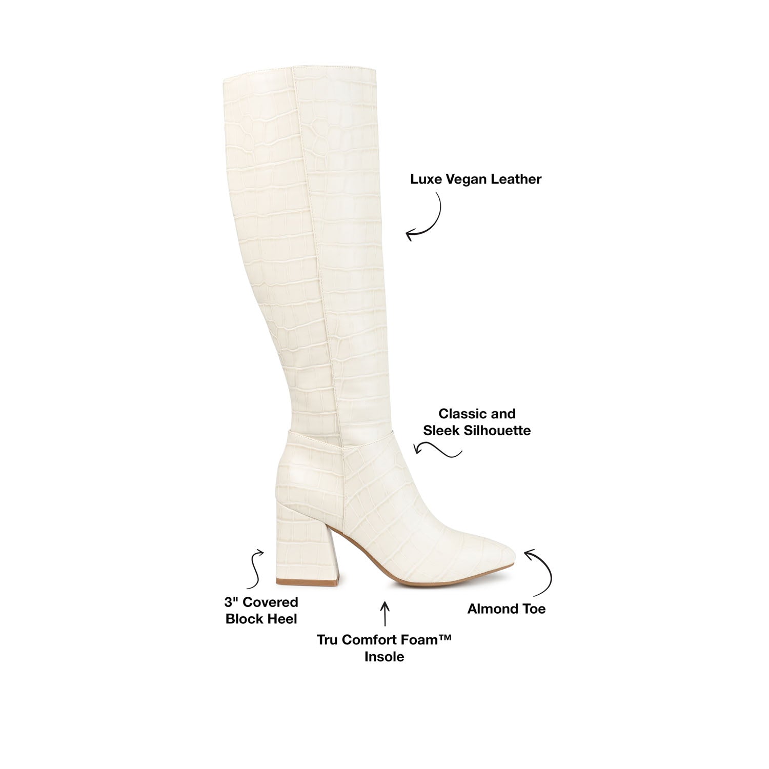 LANDREE KNEE-HIGH BOOTS IN VEGAN LEATHER - Bone