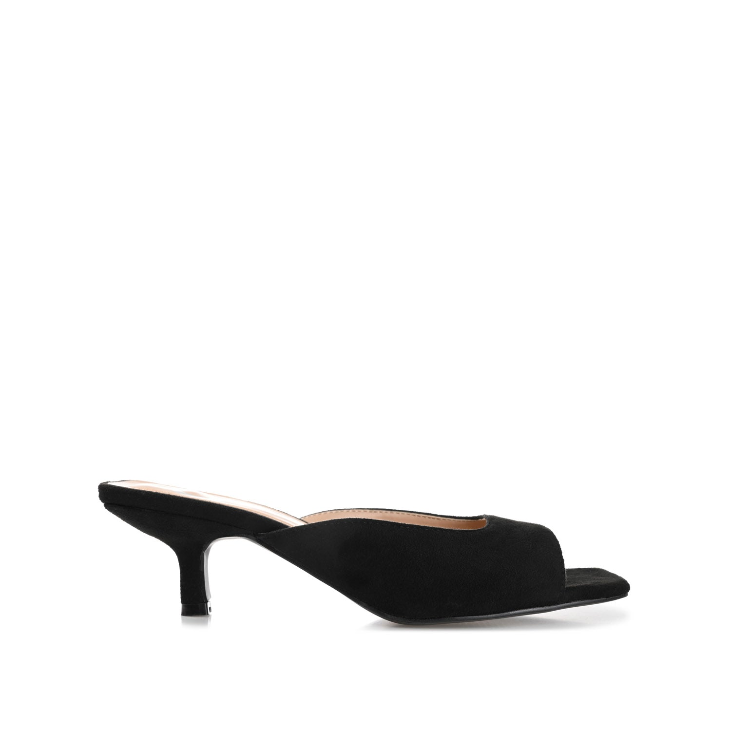 LARNA FAUX SUEDE PEEP TOE KITTEN HEELS IN WIDE