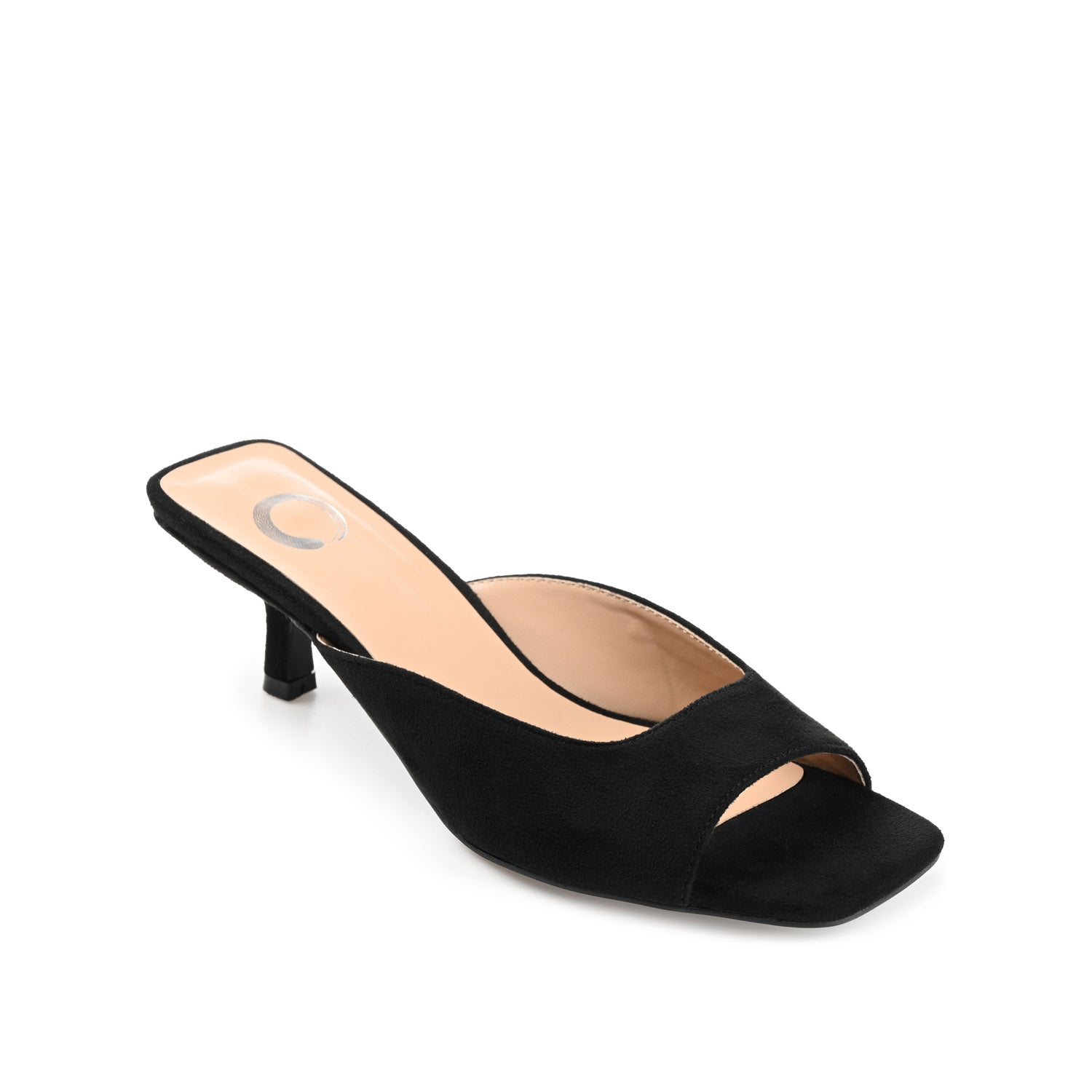 LARNA FAUX SUEDE PEEP TOE KITTEN HEELS IN WIDE - Black