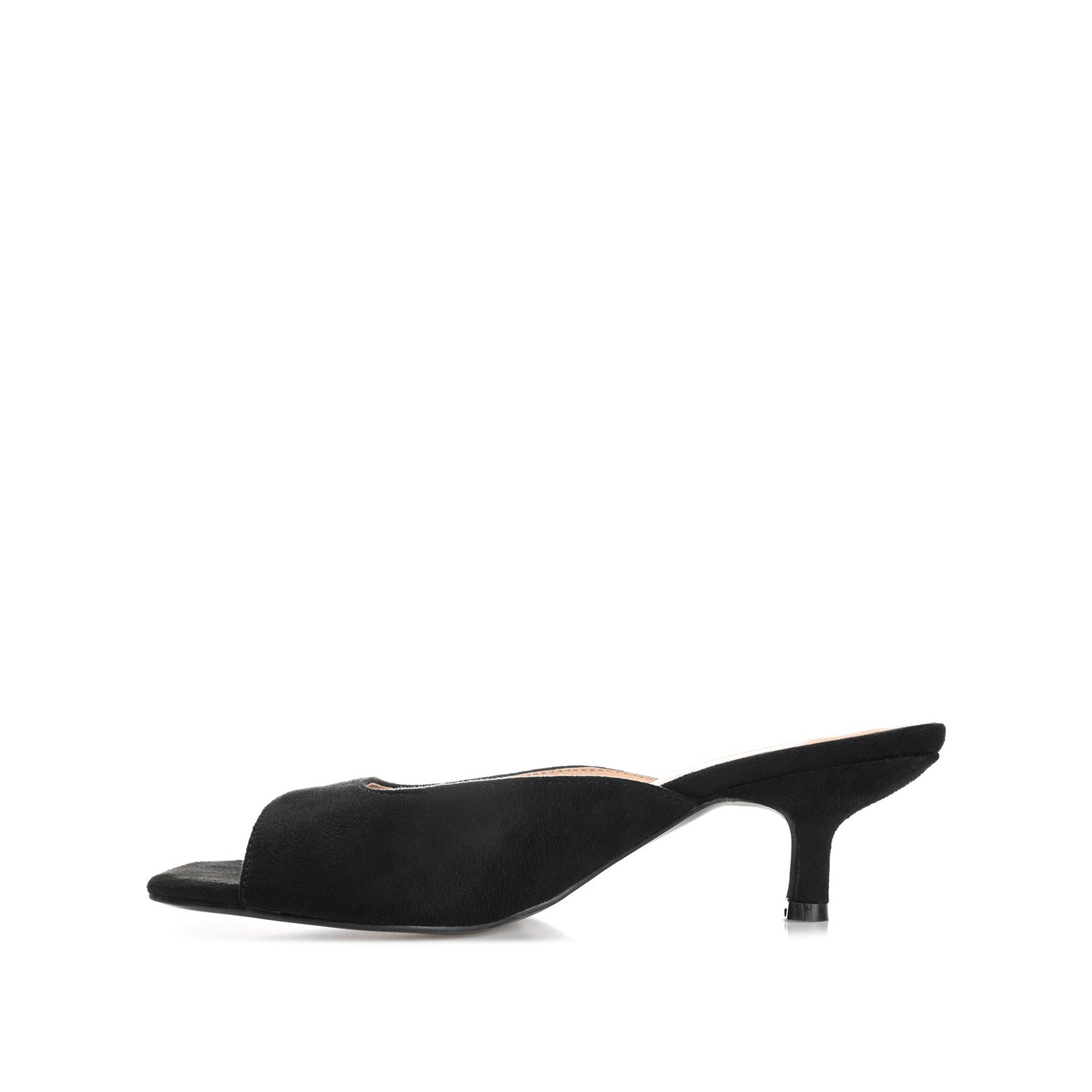 LARNA FAUX SUEDE PEEP TOE KITTEN HEELS IN WIDE - Black