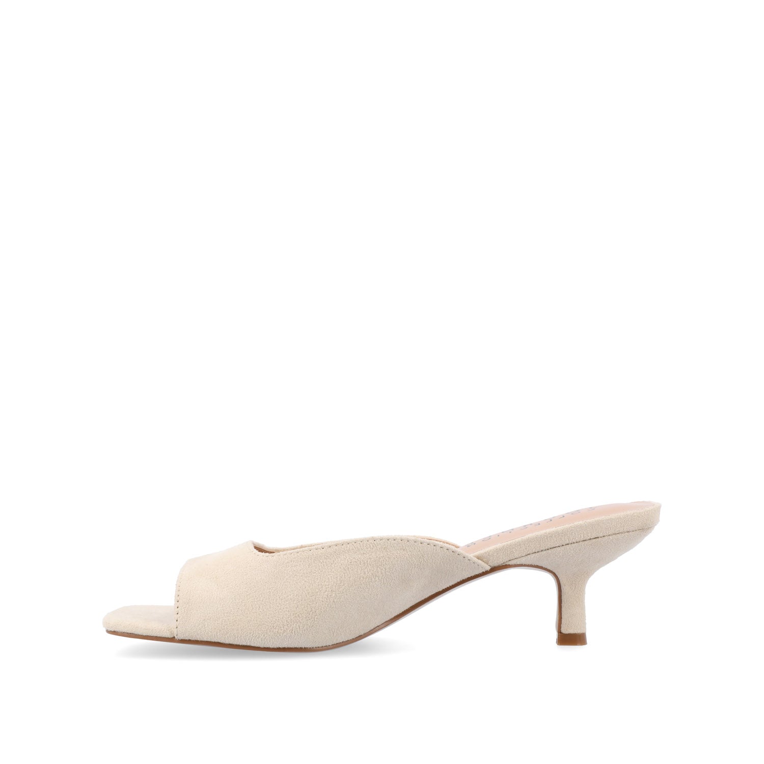 LARNA FAUX SUEDE PEEP TOE KITTEN HEELS - Bone