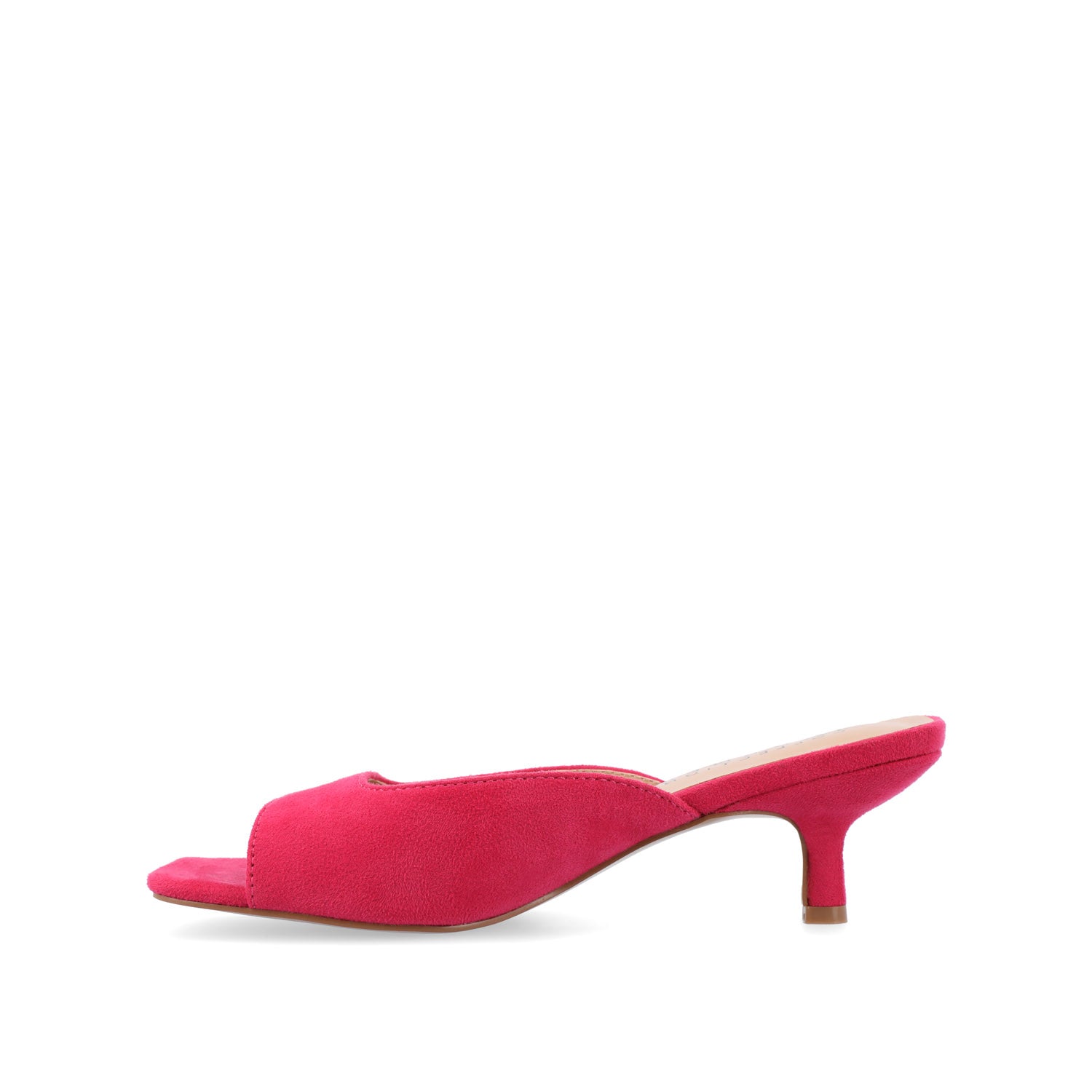 LARNA FAUX SUEDE PEEP TOE KITTEN HEELS - Fuchsia
