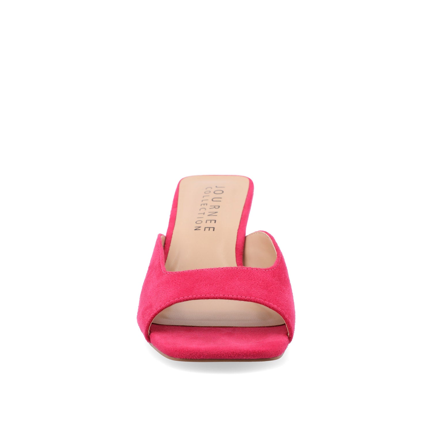 LARNA FAUX SUEDE PEEP TOE KITTEN HEELS IN WIDE - Fuchsia