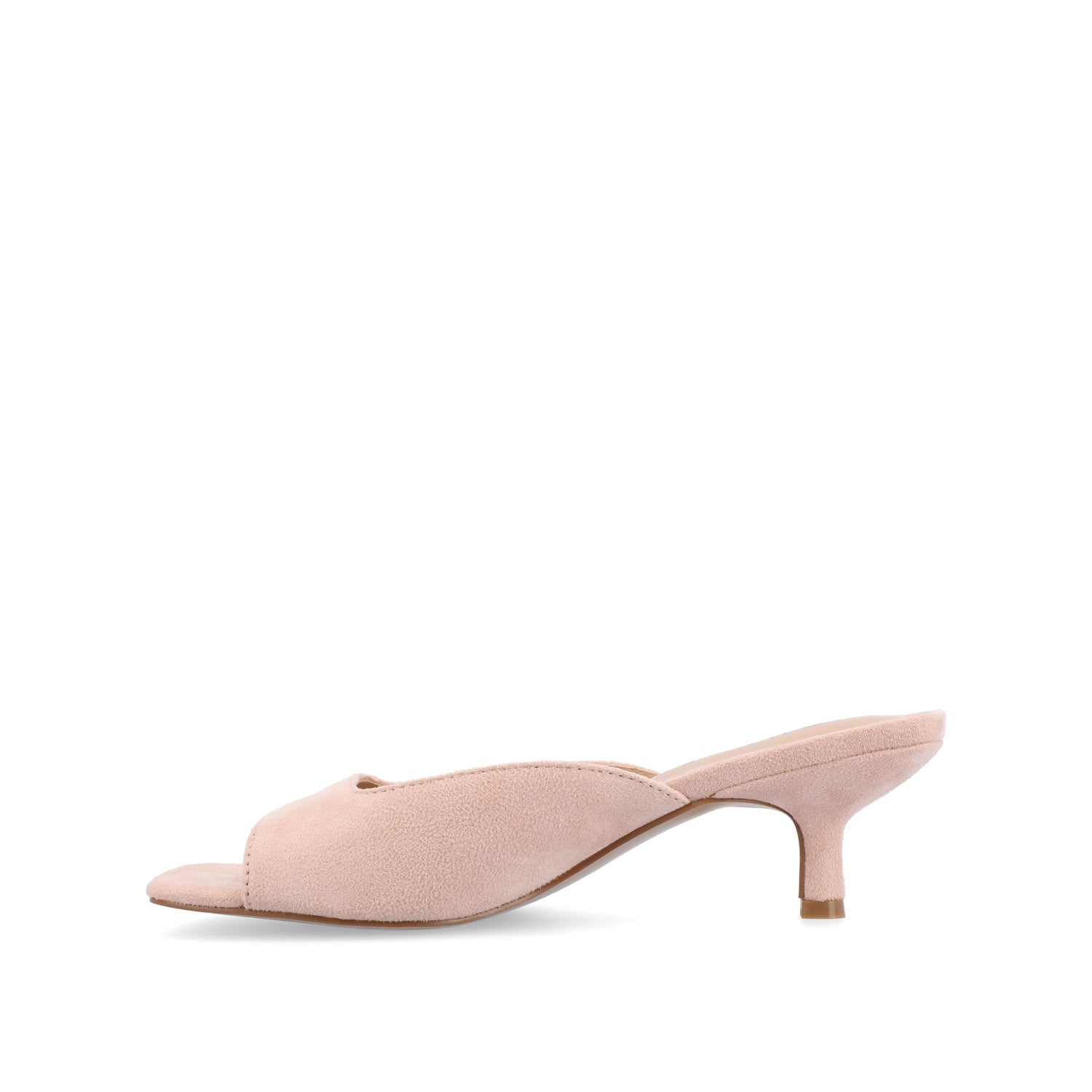 LARNA FAUX SUEDE PEEP TOE KITTEN HEELS - Pink