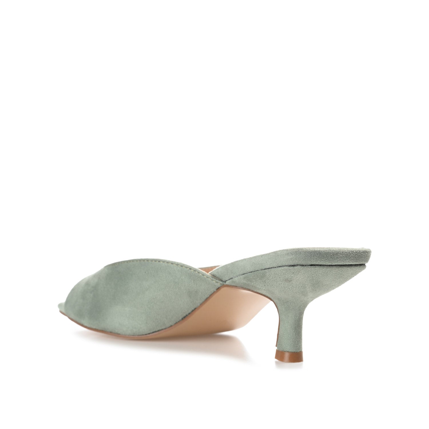LARNA FAUX SUEDE PEEP TOE KITTEN HEELS IN WIDE - Sage
