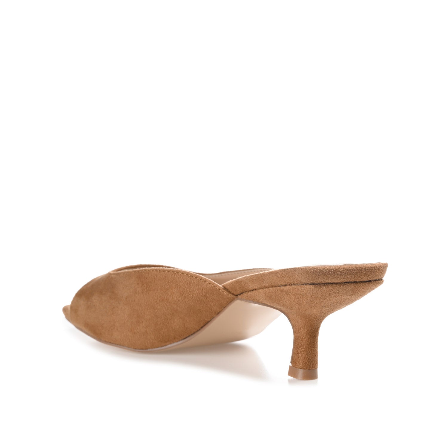 LARNA FAUX SUEDE PEEP TOE KITTEN HEELS IN WIDE - Tan
