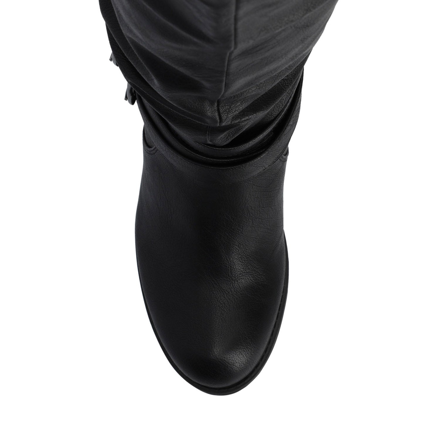 LATE KNEE-HIGH BOOTS IN WIDE WIDTH & CALF - Black PU