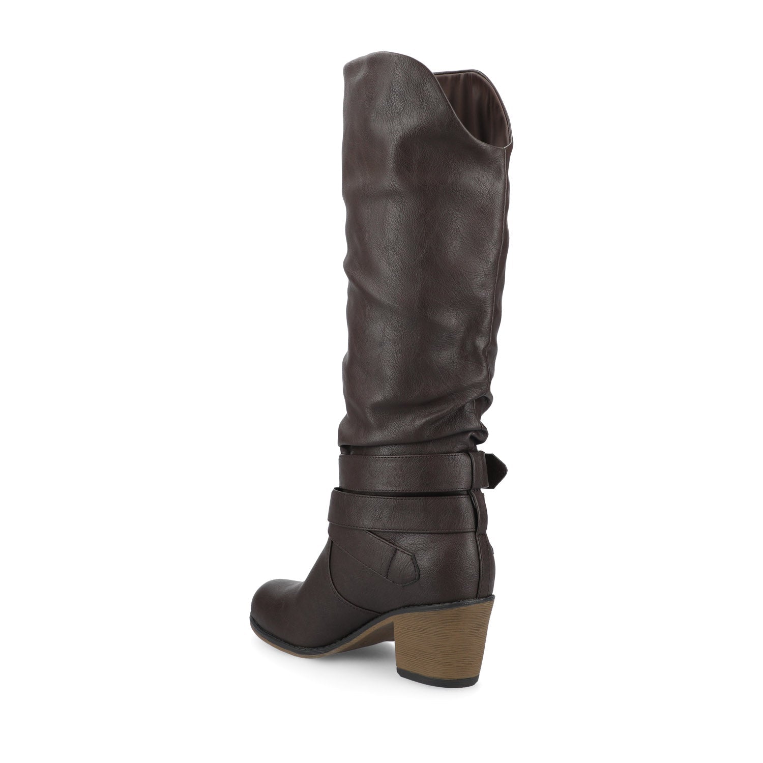 LATE KNEE-HIGH WESTERN BOOTS IN VEGAN LEATHER - Dark-Brown PU