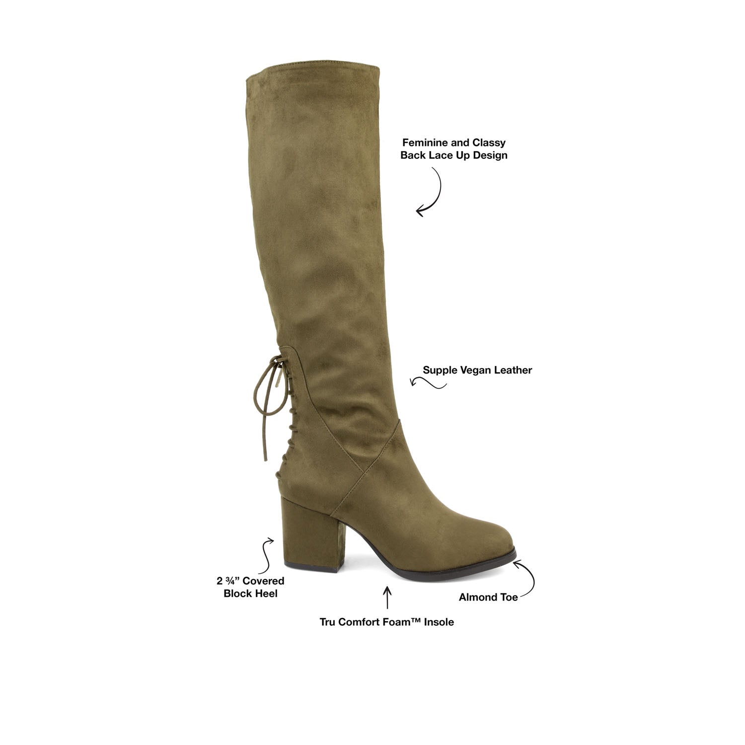 LEEDA KNEE-HIGH BOOTS IN X-WIDE CALF - Olive