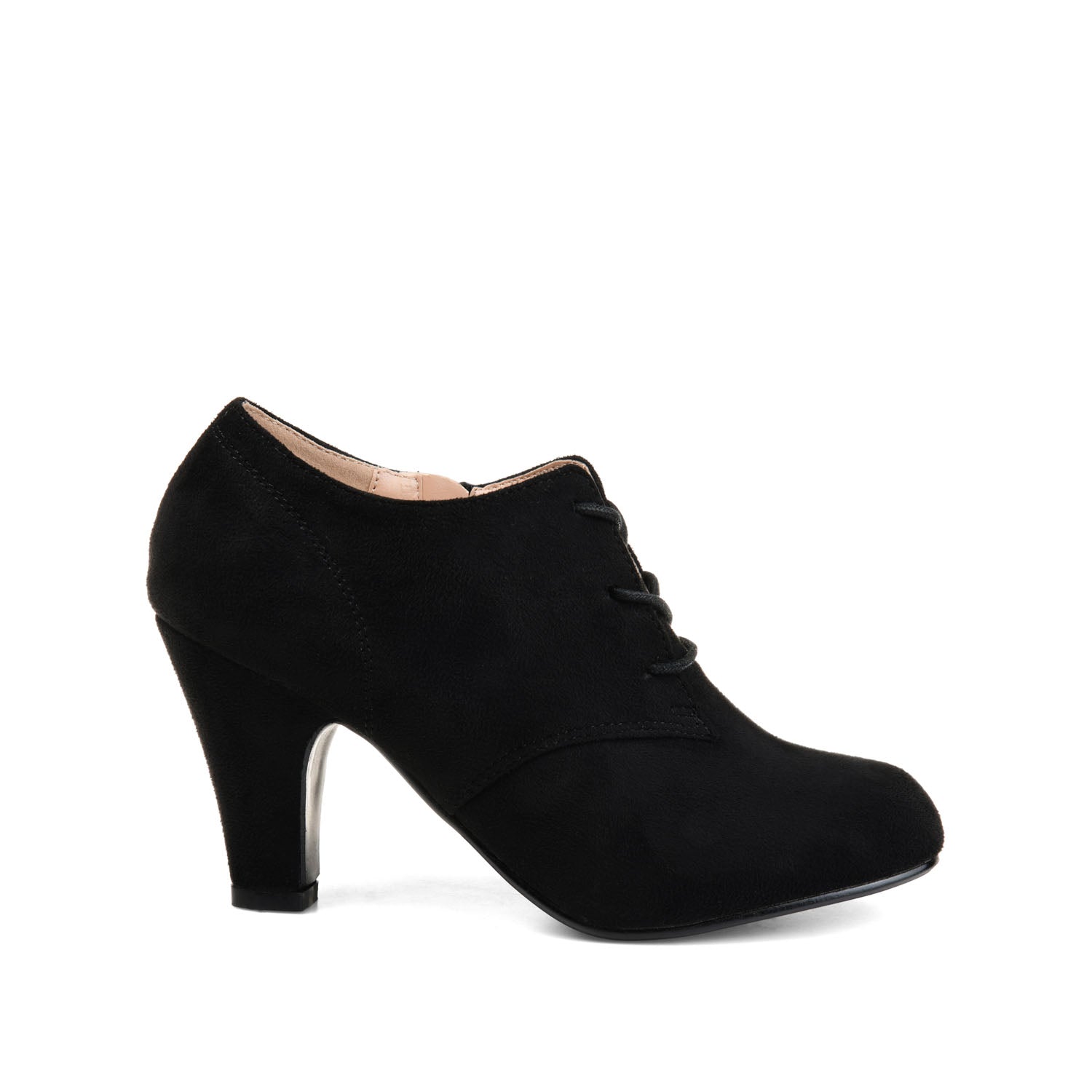 LEONA LACE-UP BOOTIES IN FAUX SUEDE - Black