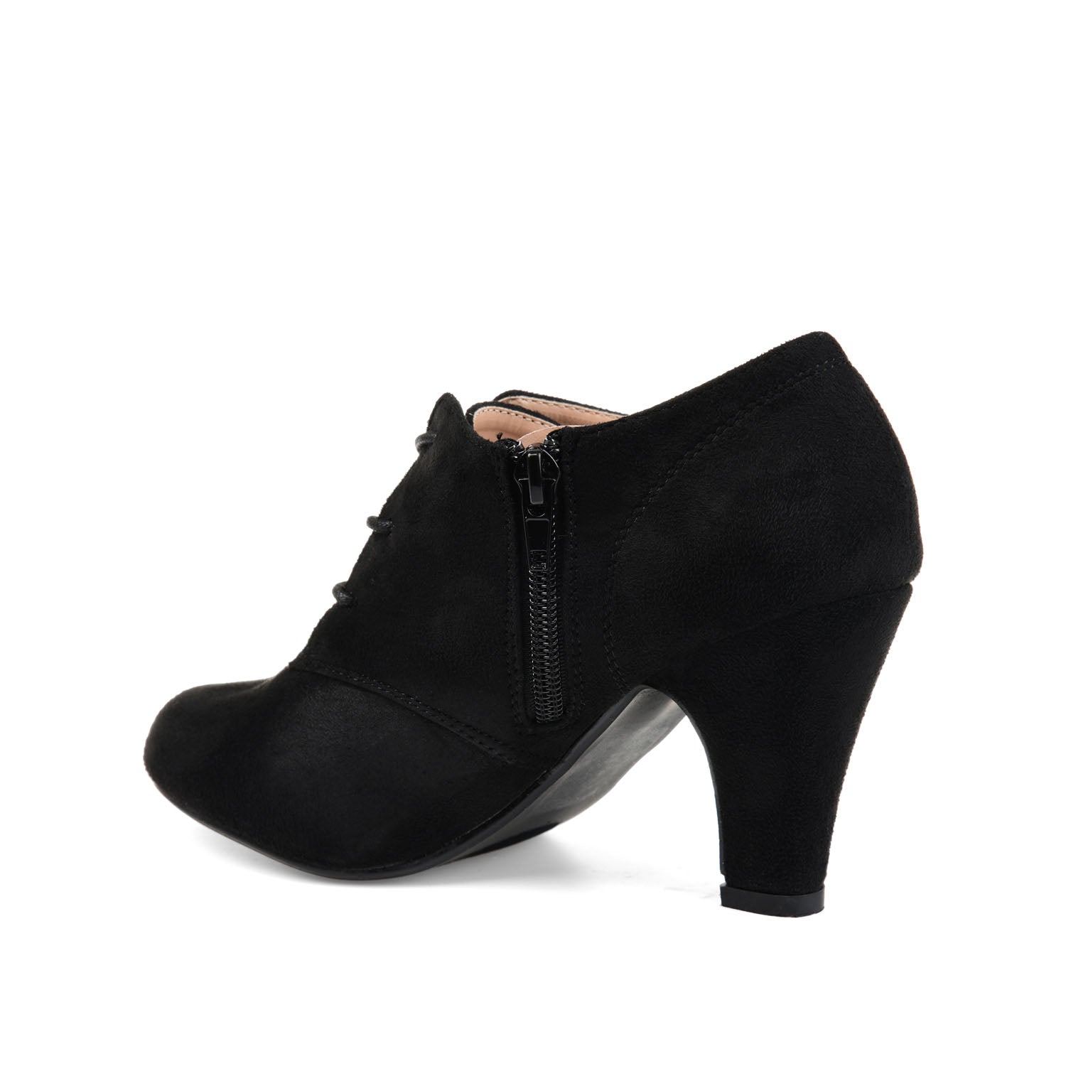 LEONA LACE-UP BOOTIES IN FAUX SUEDE - Black