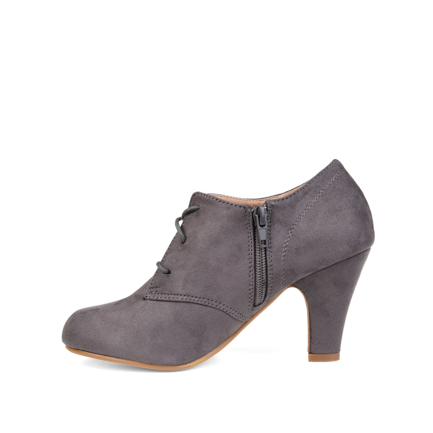 LEONA LACE-UP BOOTIES IN FAUX SUEDE - Grey
