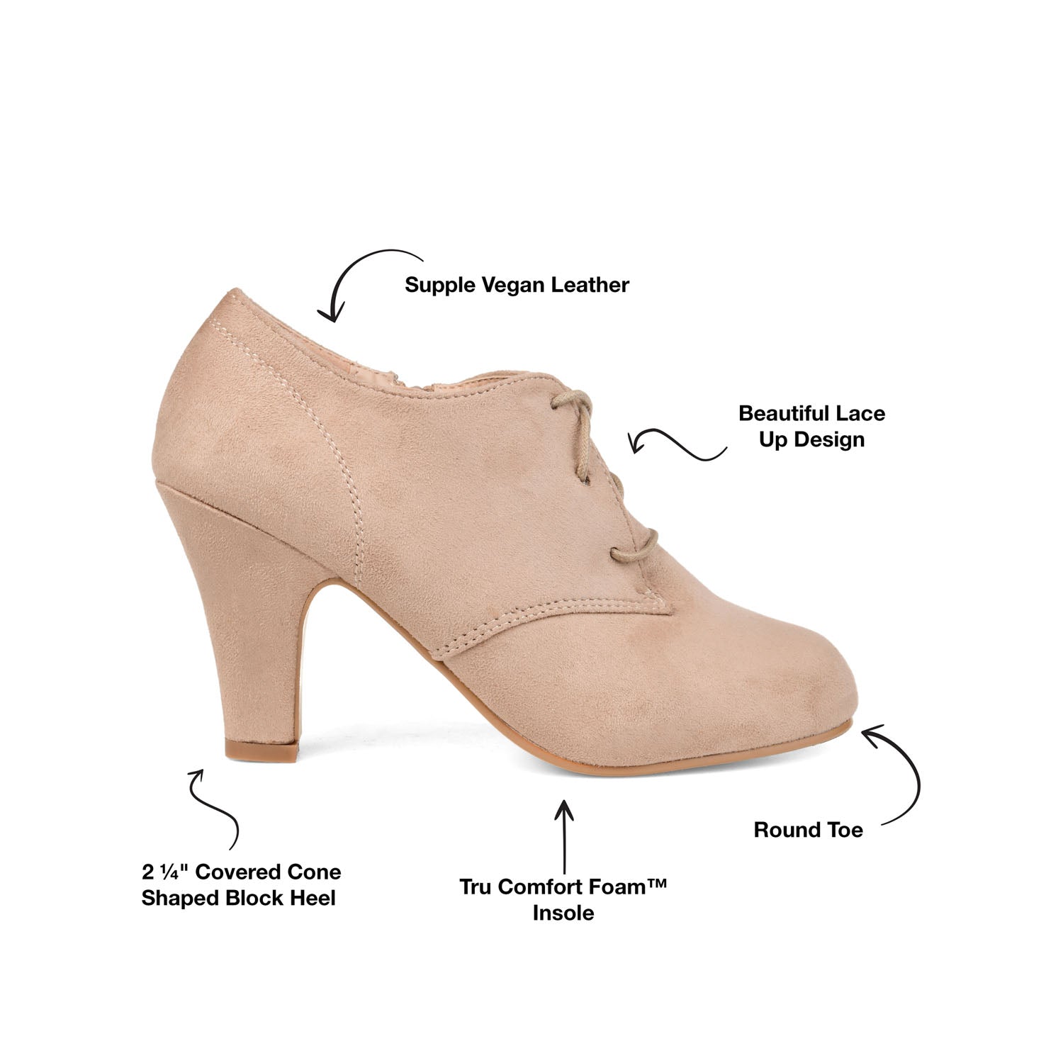 LEONA LACE-UP BOOTIES IN WIDE - Taupe