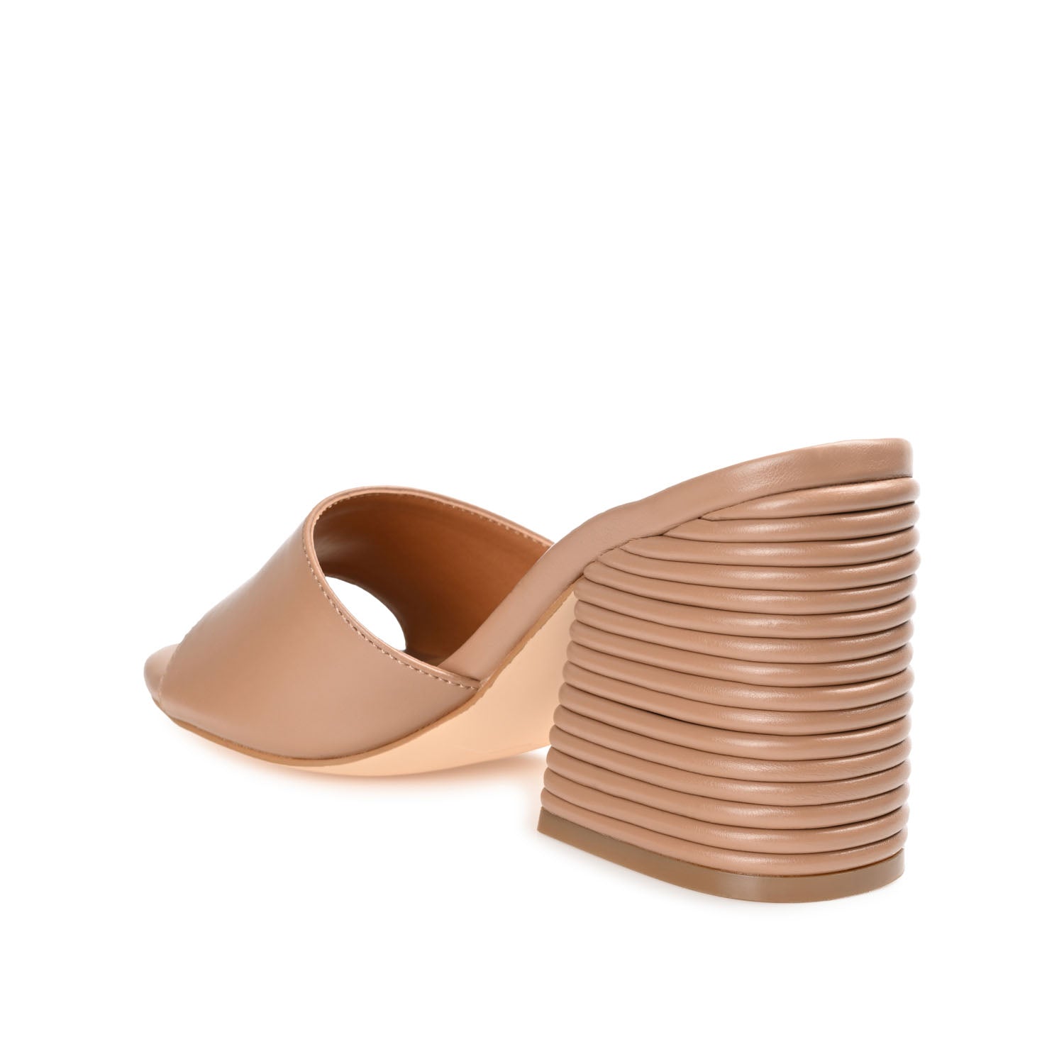 LESLEE MULE HEELS IN VEGAN LEATHER - Camel