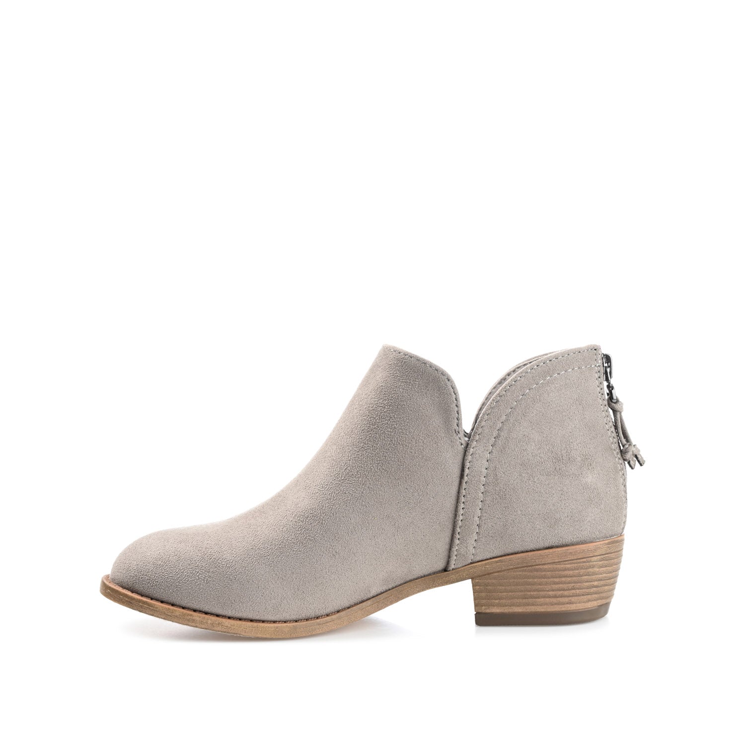LIVVY FAUX SUEDE ZIP-UP BOOTIES IN WIDE - Grey