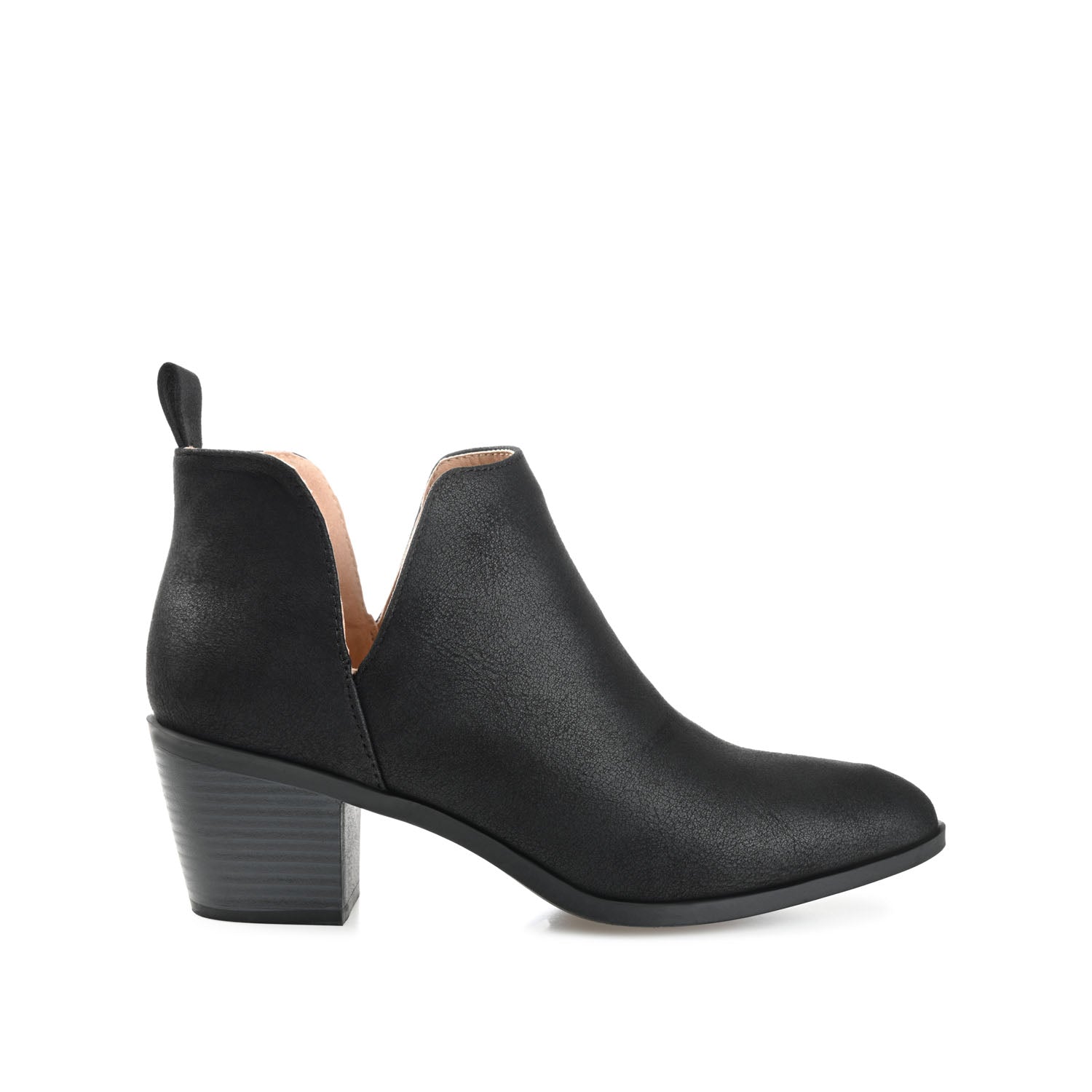 LOLA BLOCK HEELED BOOTIES IN VEGAN LEATHER - Black